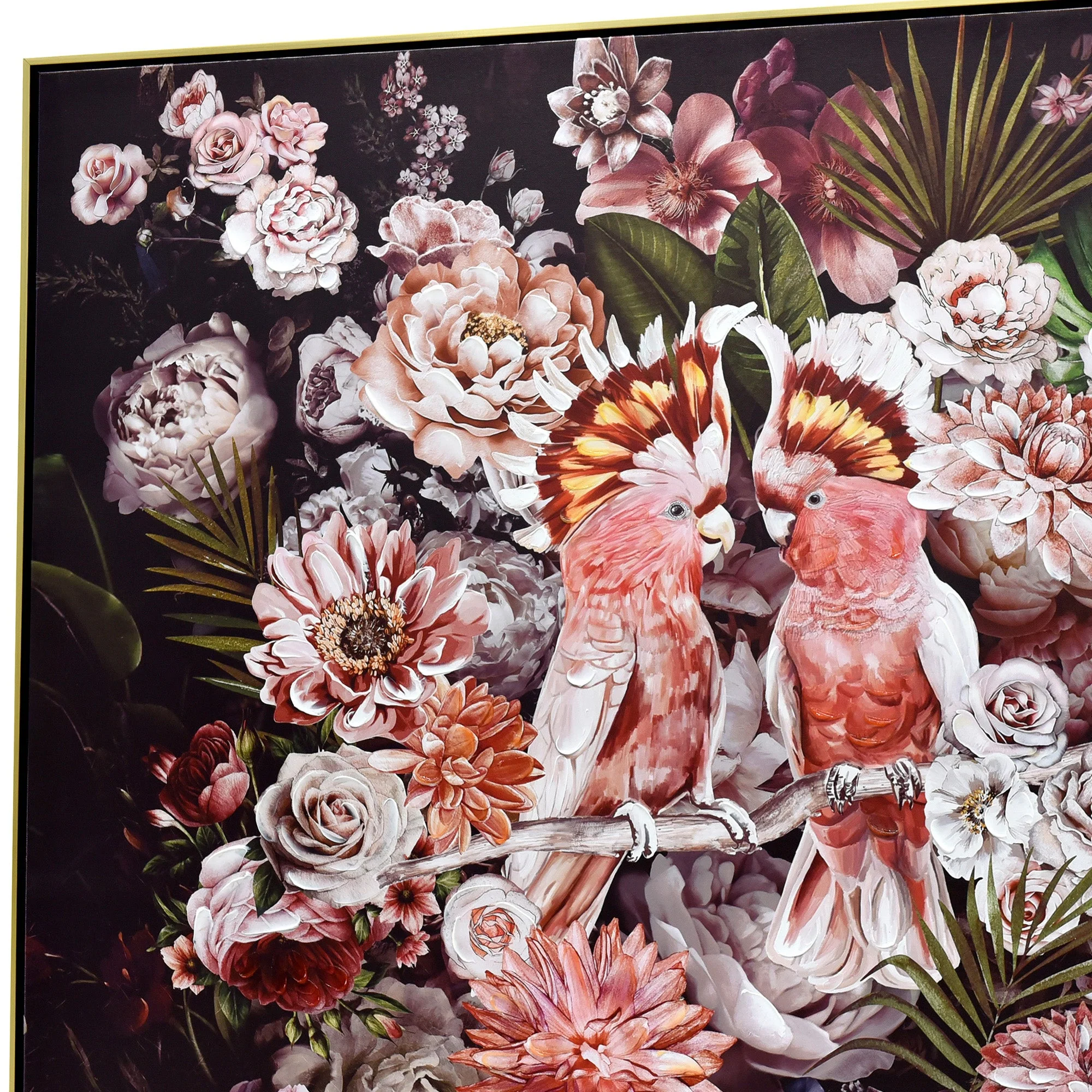 100X100cm Cockatoo Romance Gold Framed Canvas Wall Art - Image 10