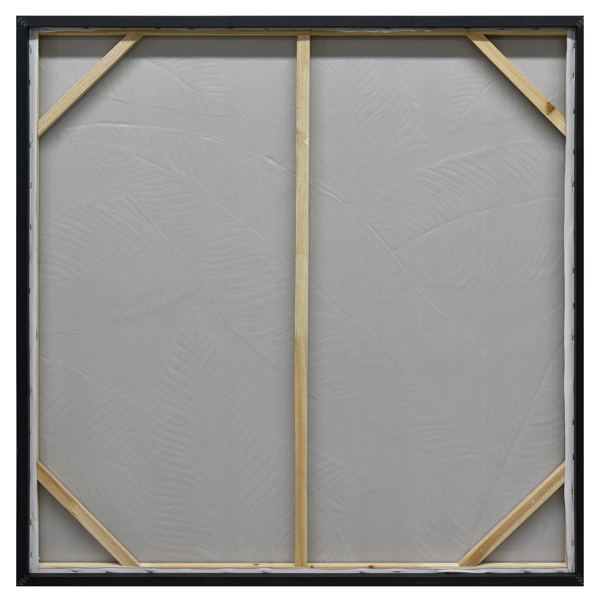 100X100cm Emerald Oasis: Leaves of Serenity Champagne Framed Hand Painted Canvas Wall Art - Image 4