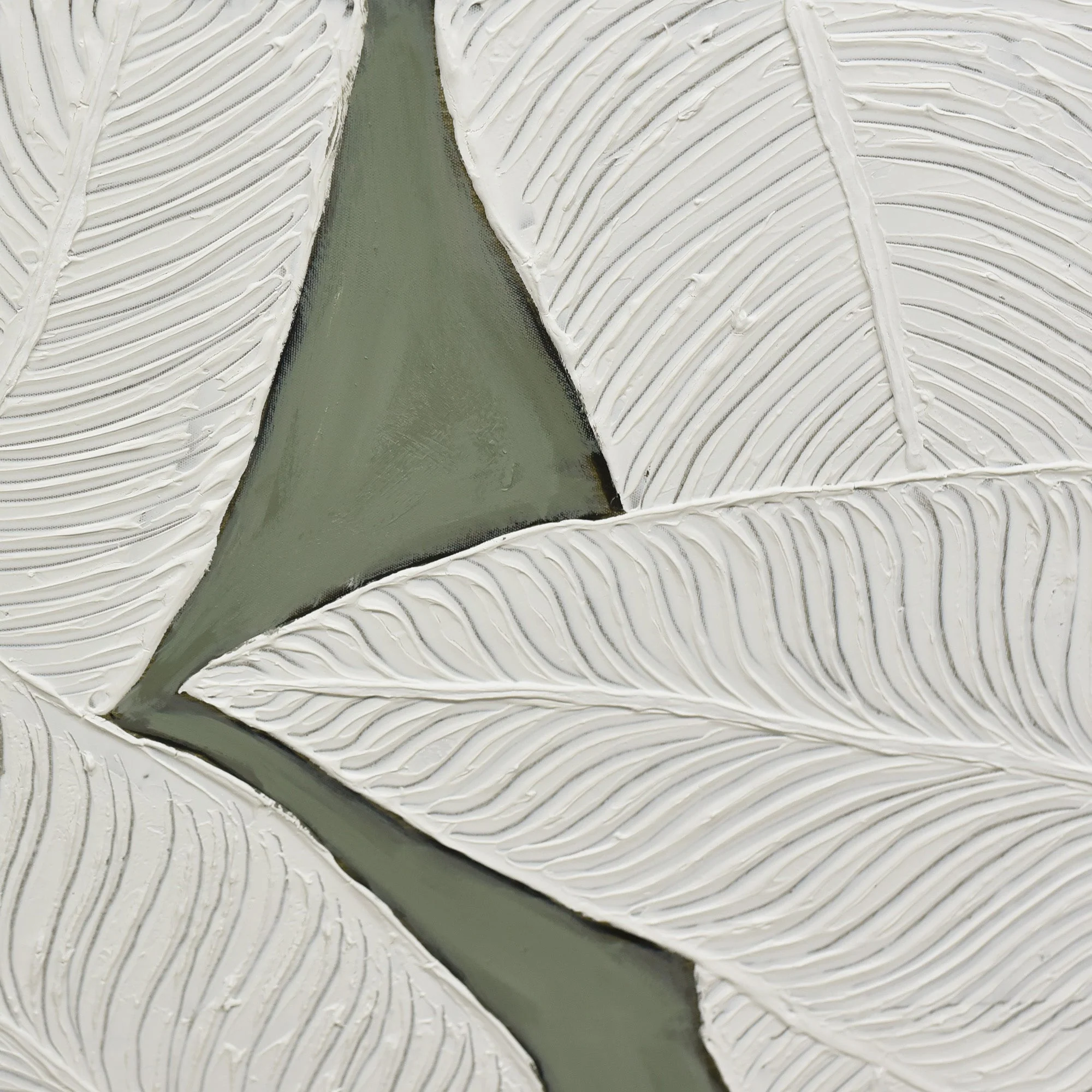 100X100cm Emerald Oasis: Leaves of Serenity Champagne Framed Hand Painted Canvas Wall Art - Image 8