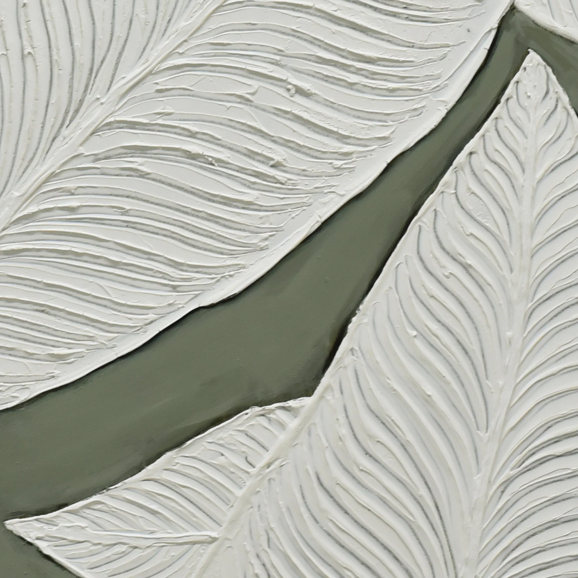 100X100cm Emerald Oasis: Leaves of Serenity Champagne Framed Hand Painted Canvas Wall Art - Image 9