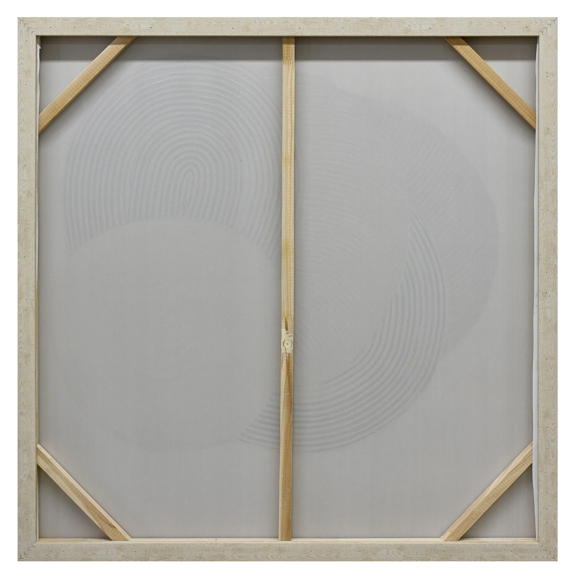 100X100cm Martian Geometrics Light Wood Framed Hand Painted Canvas Wall Art - Image 4
