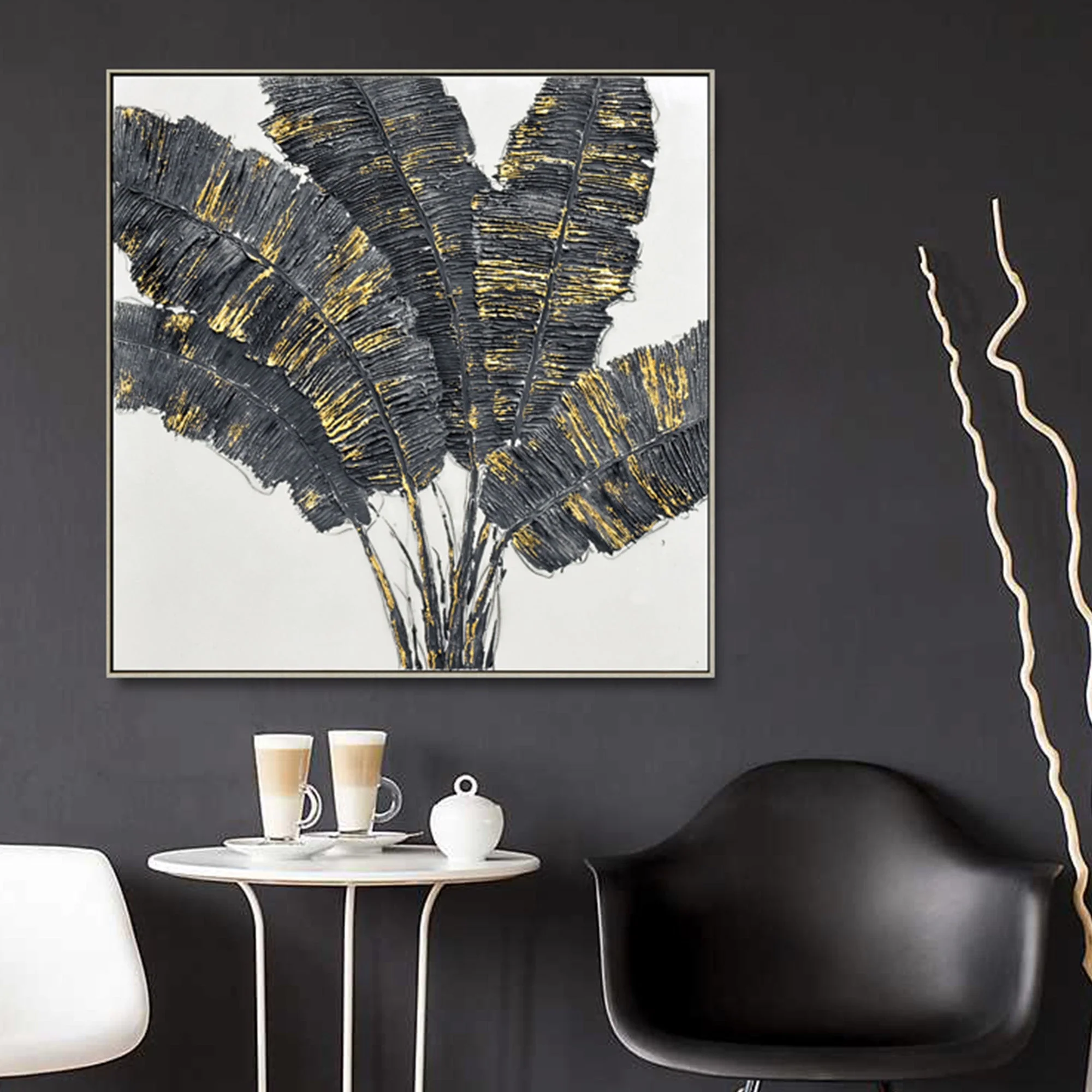 100X100cm Noir Luminescence Light Wood Framed Hand Painted Canvas Wall Art - Image 2