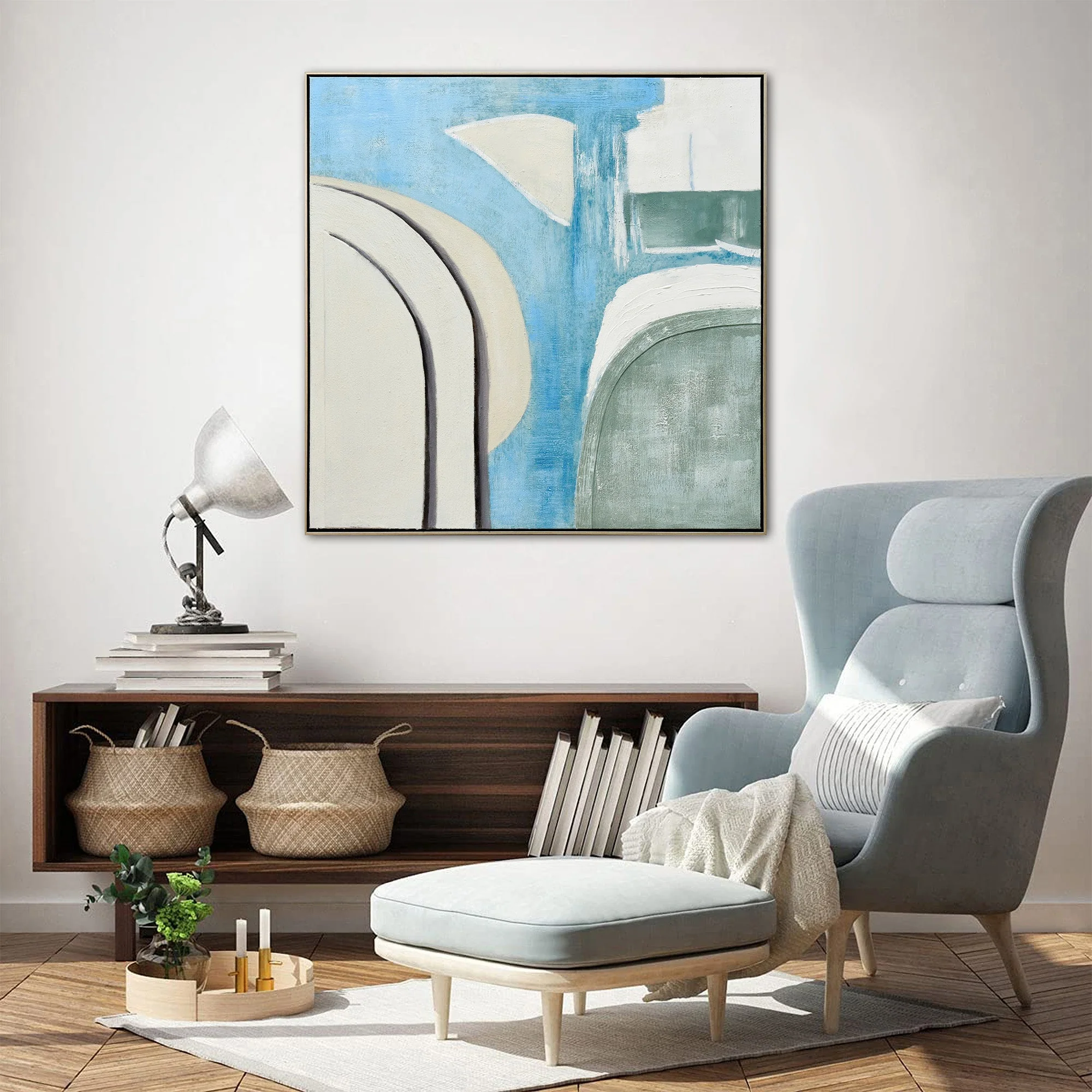 100X100cm Whimsical Whorls Champagne Framed Hand Painted Canvas 3D Wall Art - Image 2