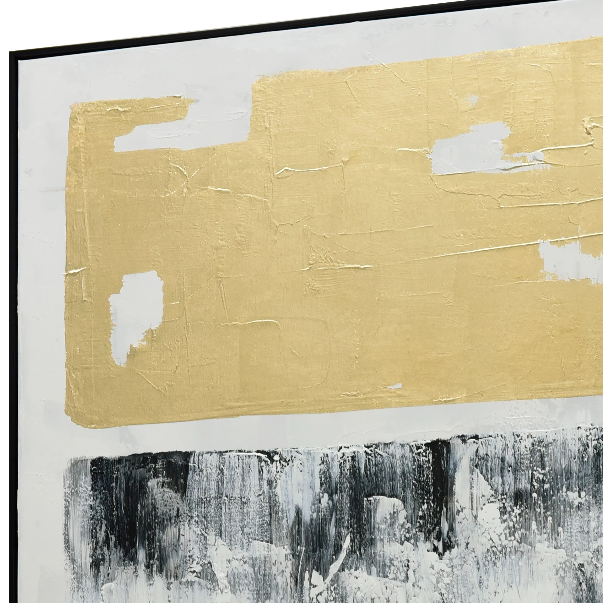 120X120cm Tonal Trilogy Black Framed Hand Painted Canvas Wall Art - Image 10