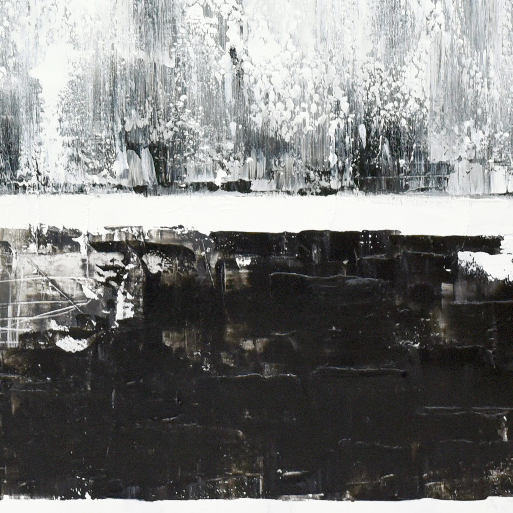 120X120cm Tonal Trilogy Black Framed Hand Painted Canvas Wall Art - Image 9