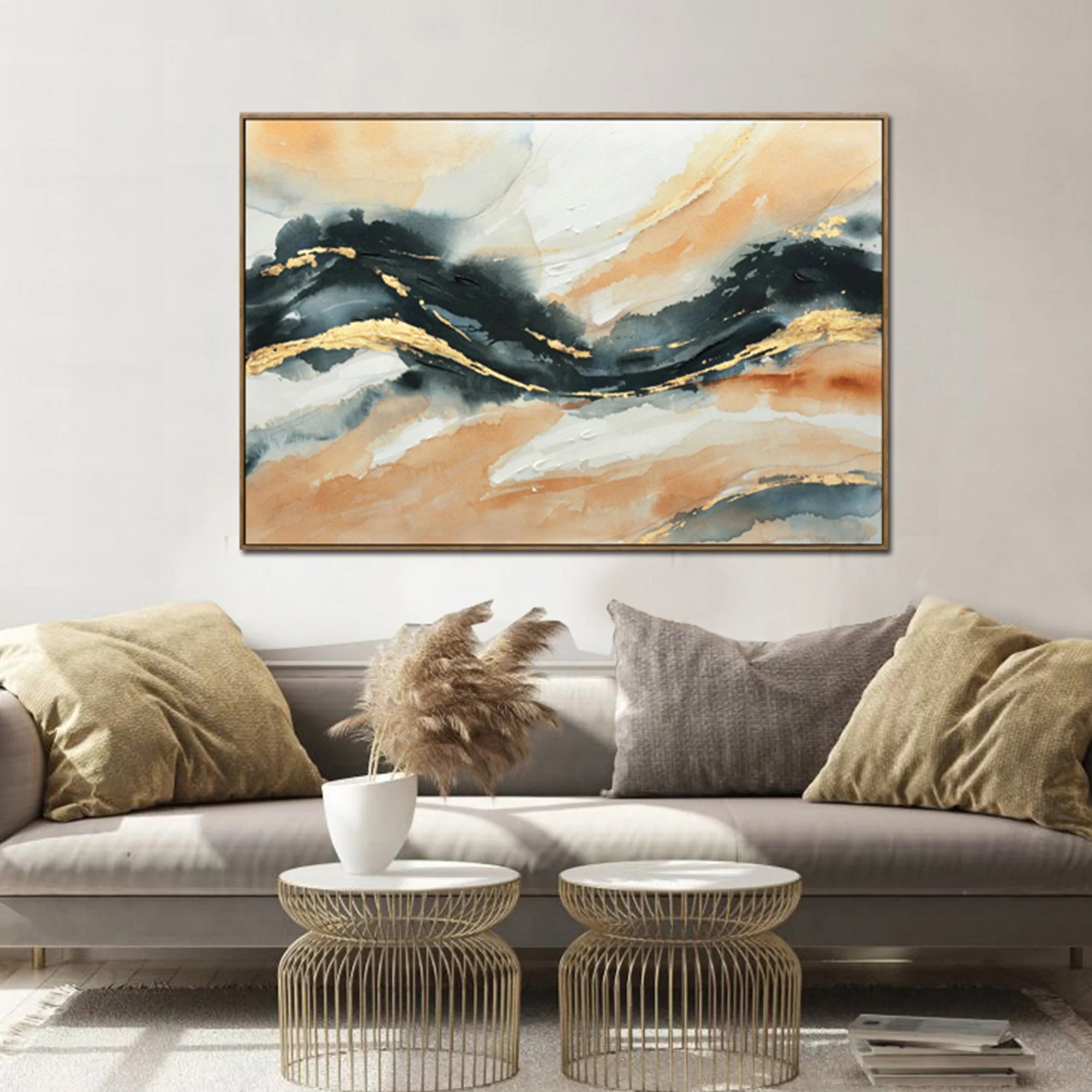 120X80cm Riptide Reverie Dark Wood Framed Hand Painted Canvas Wall Art - Image 3