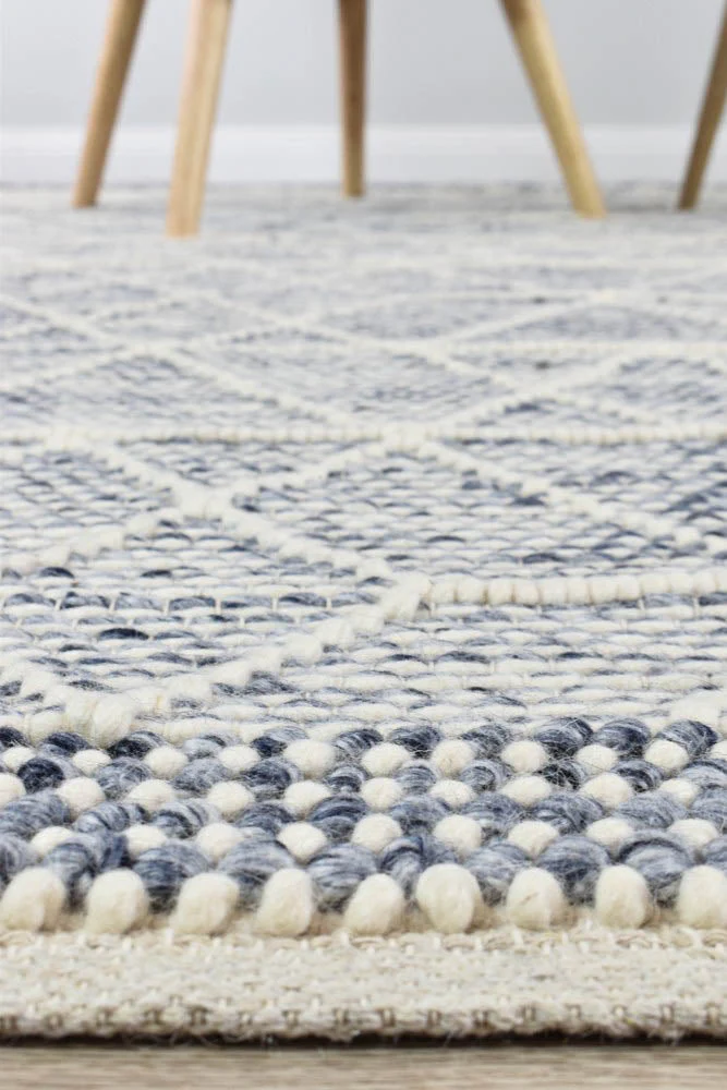 Albona Blue White Wool Rug - Image 3