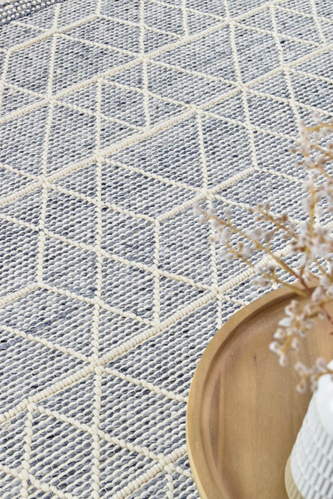 Albona Blue White Wool Rug - Image 5