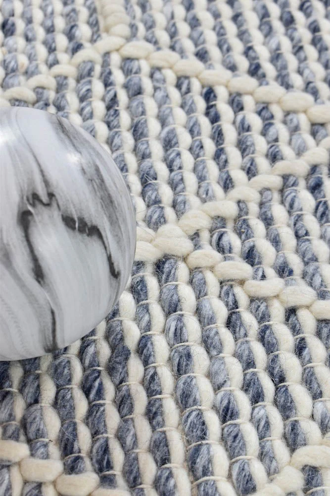 Albona Blue White Wool Rug - Image 7