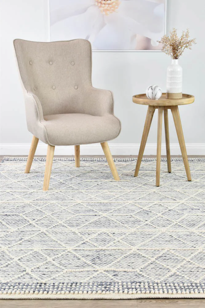 Albona Blue White Wool Rug - Image 9