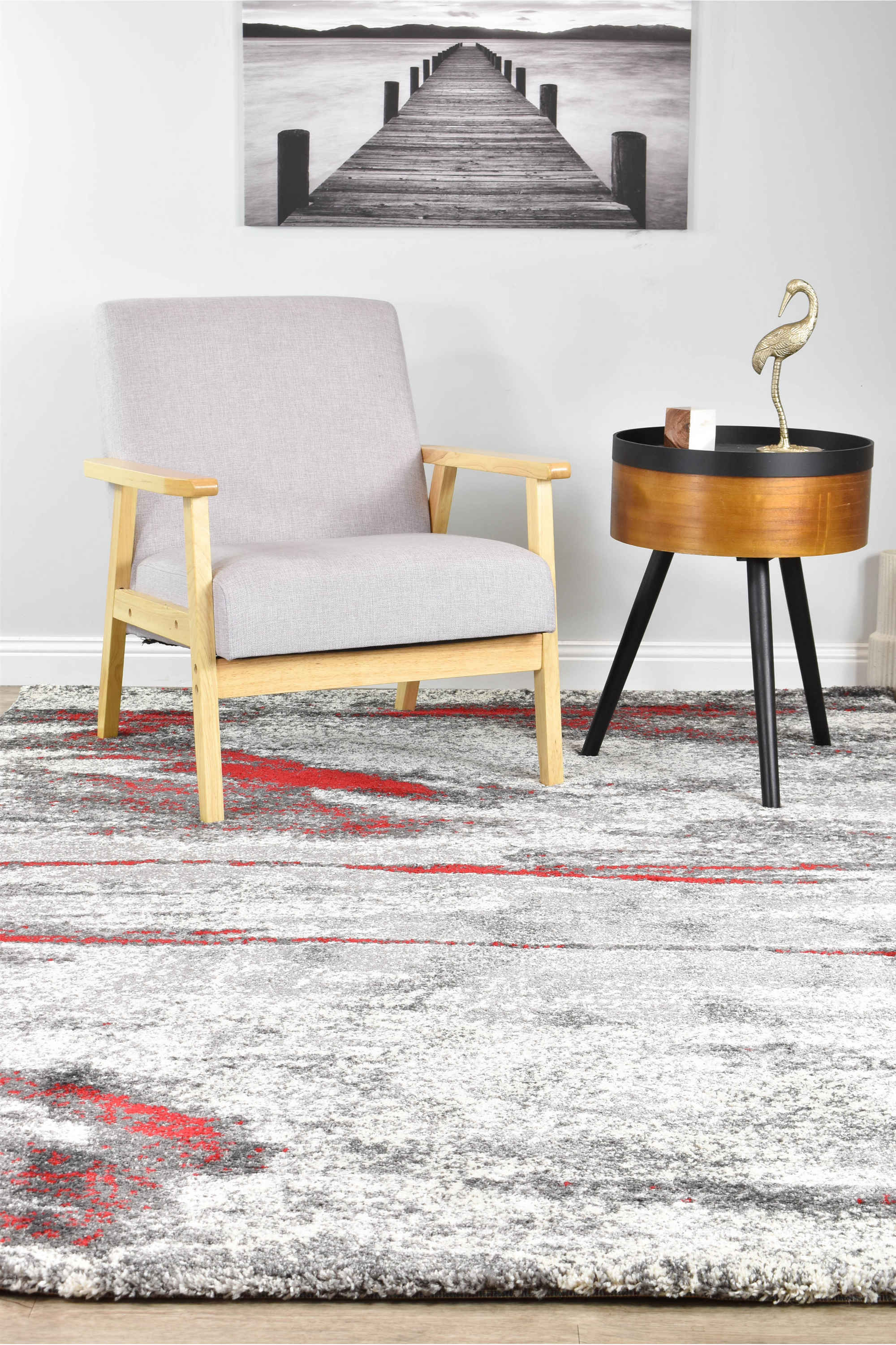 Dahlia 176 Grey Red Rug - Image 10