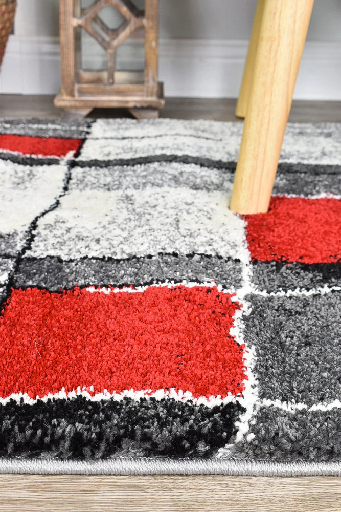 Millard 297 Dark Grey Red Rug - Image 11