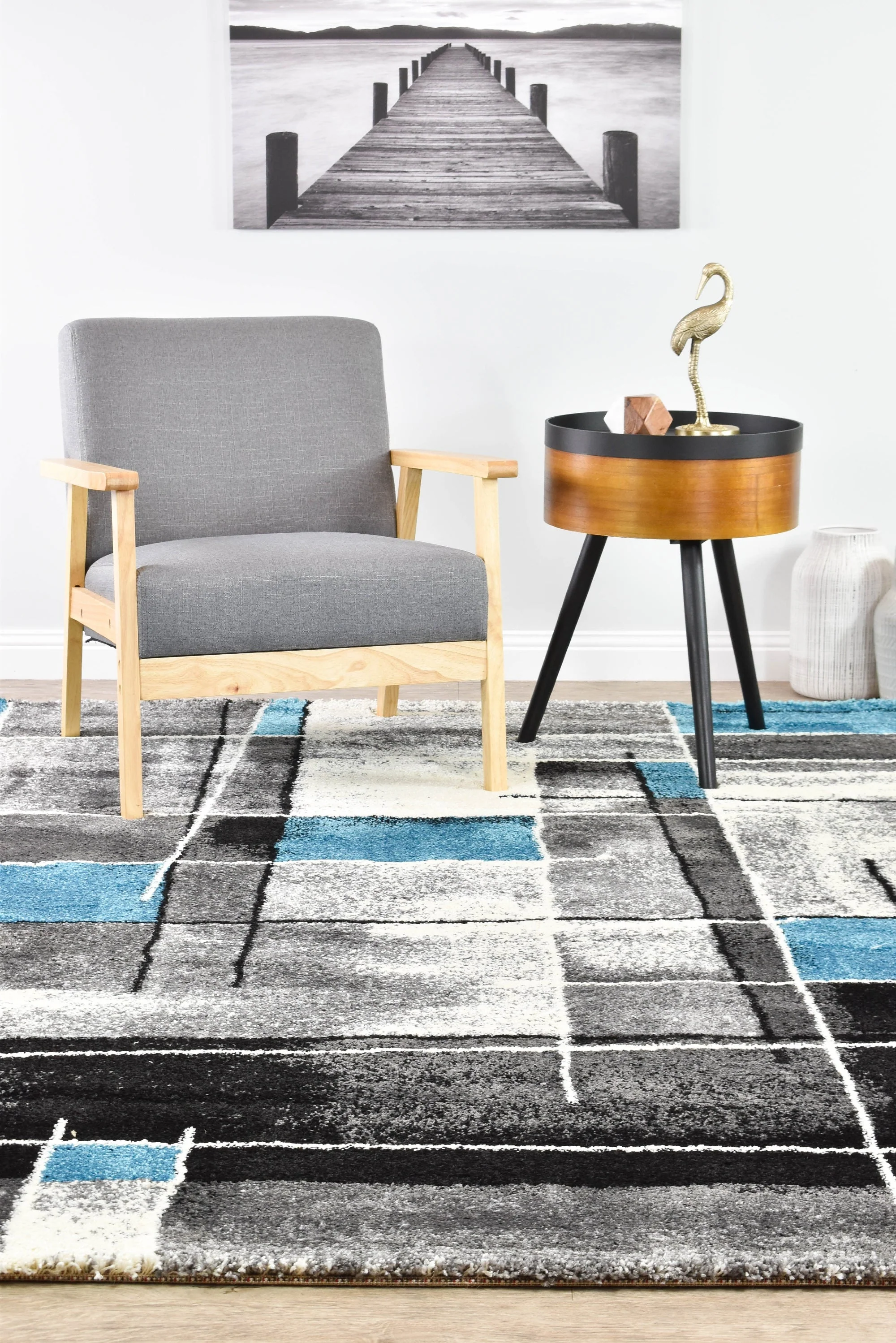 Dahlia 297 Dark Grey Turquoise Rug - Image 9