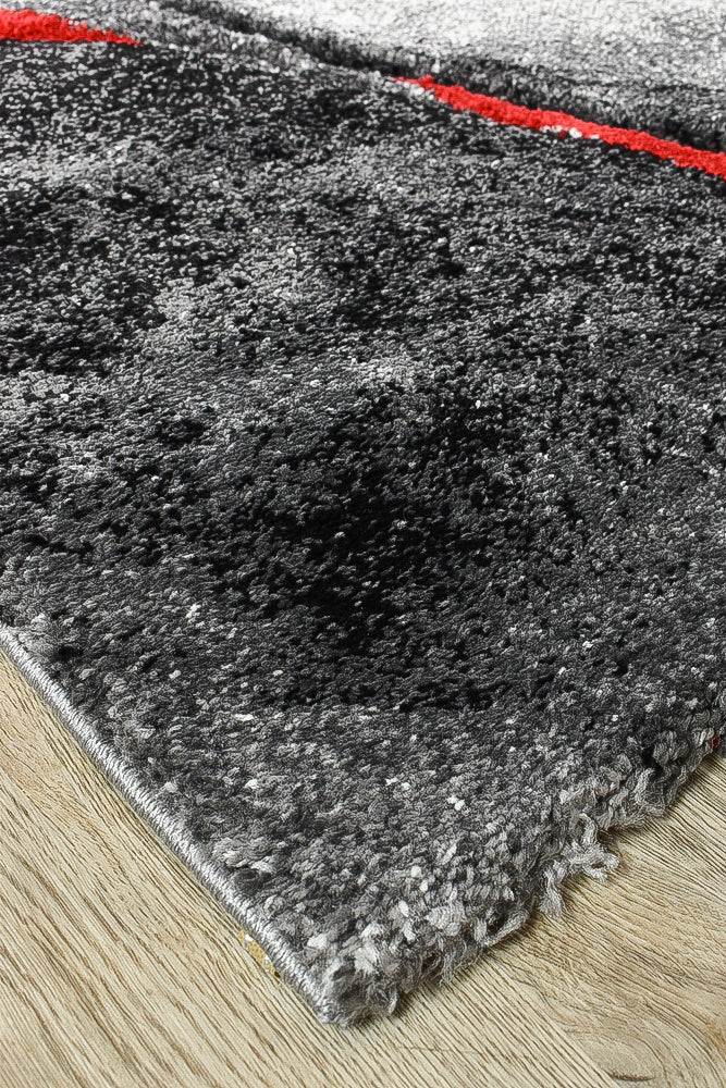 Millard 37 Dark Grey Red Rug - Image 11