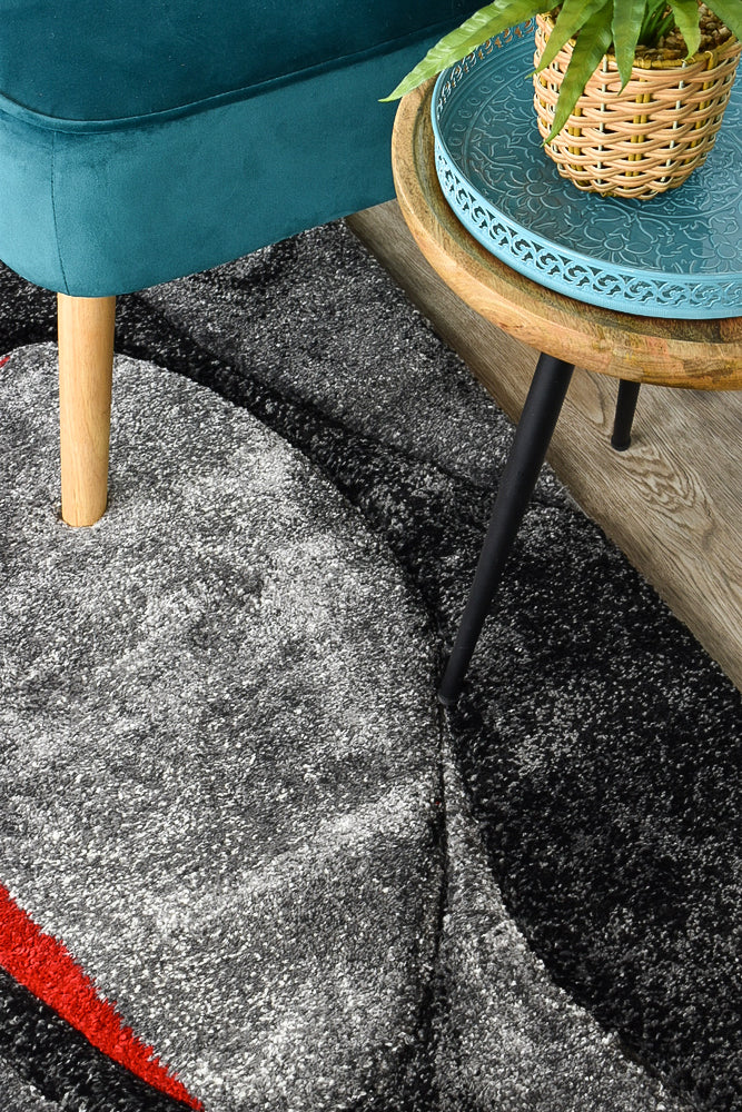 Millard 37 Dark Grey Red Rug - Image 13