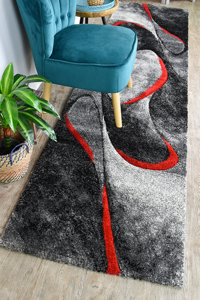 Millard 37 Dark Grey Red Rug - Image 17