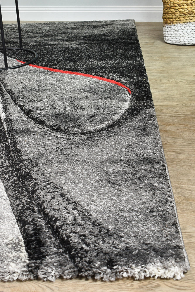 Millard 37 Dark Grey Red Rug - Image 4