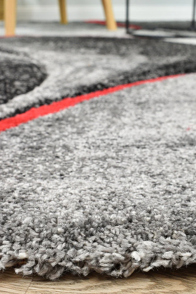 Millard 37 Dark Grey Red Rug - Image 5