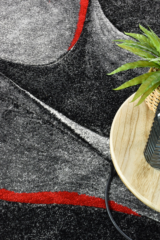 Millard 37 Dark Grey Red Rug - Image 6