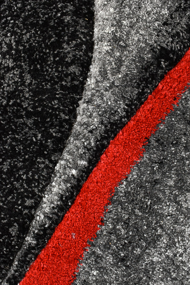 Millard 37 Dark Grey Red Rug - Image 7