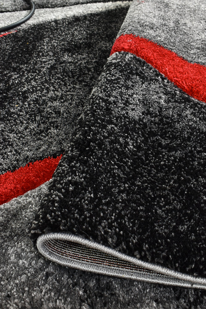 Millard 37 Dark Grey Red Rug - Image 8