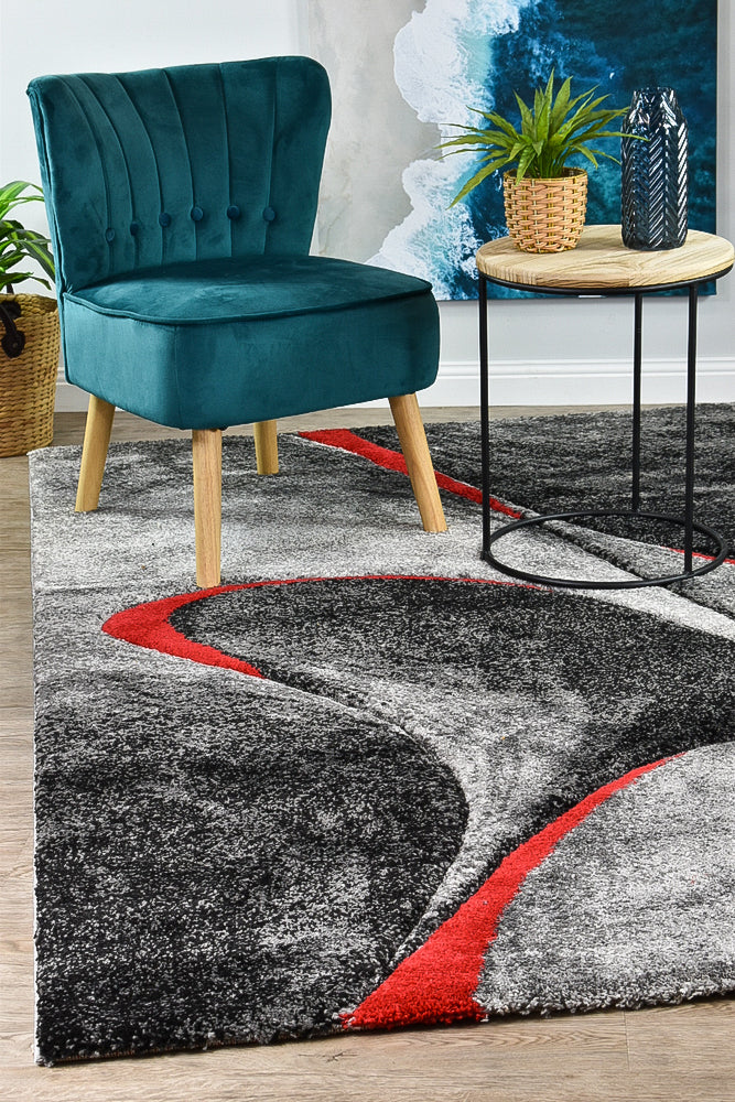 Millard 37 Dark Grey Red Rug - Image 9