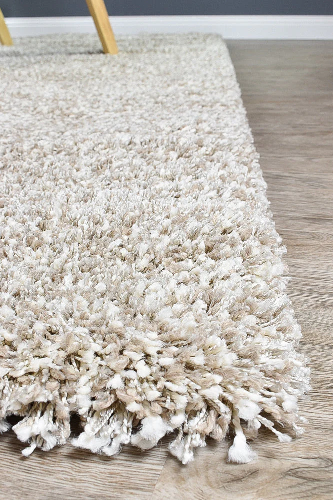 Plain Portland Shaggy Rug Beige 2211 - Image 3