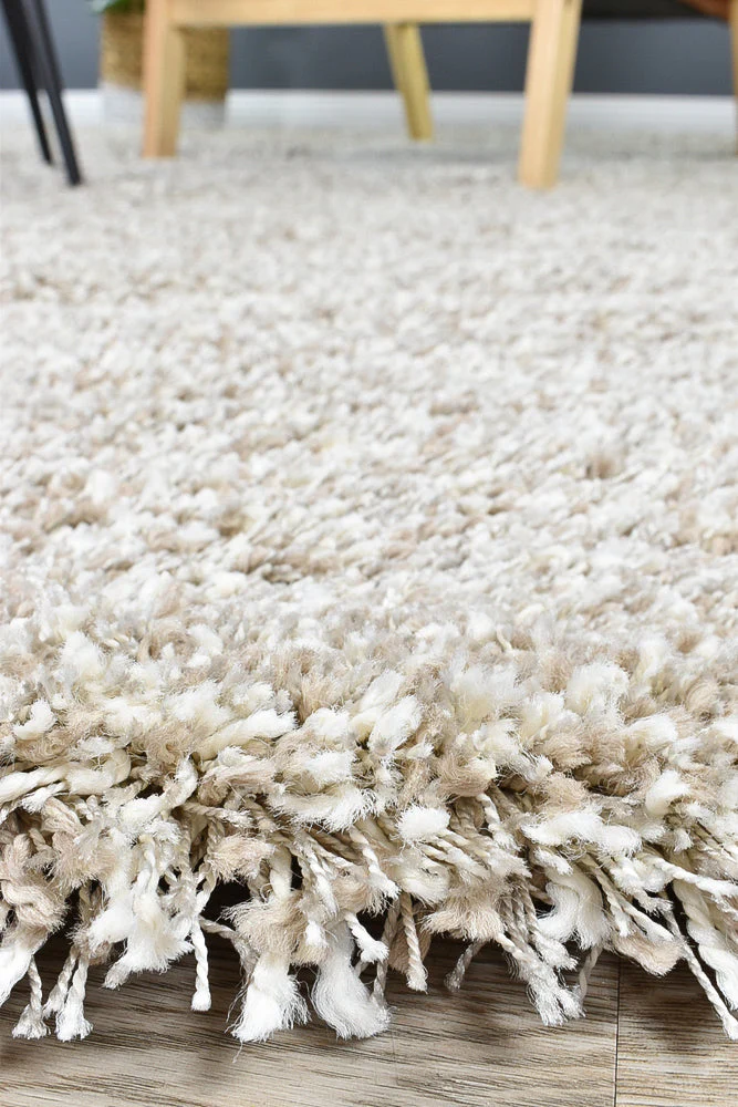 Plain Portland Shaggy Rug Beige 2211 - Image 6