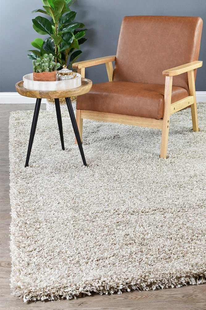 Plain Portland Shaggy Rug Beige 2211 - Image 8