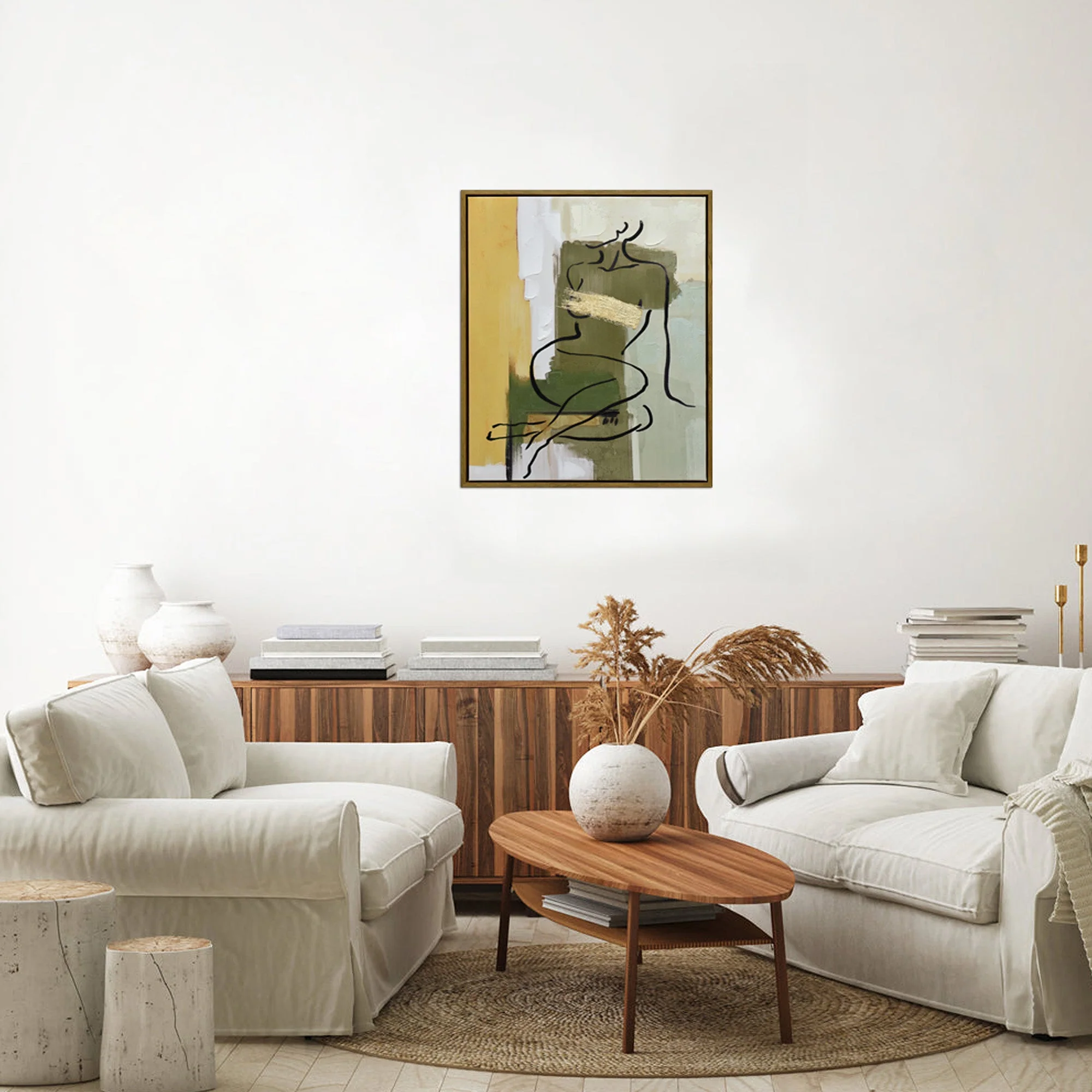 50X60cm Golden Veil Dark Wood Framed Canvas Wall Art - Image 3