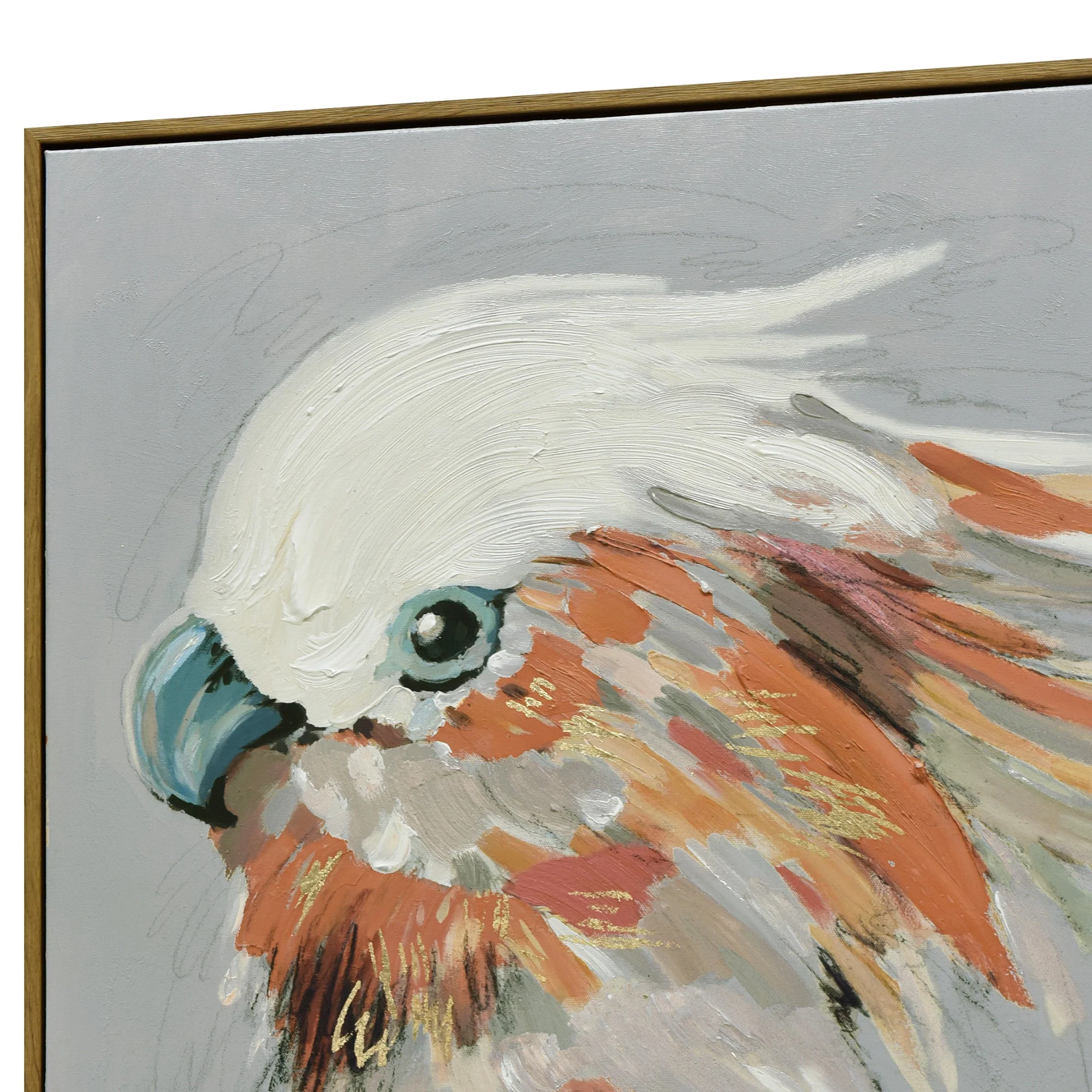 60X90cm Cerulean Gaze Dark Wood Framed Hand Painted Canvas Wall Art - Image 10