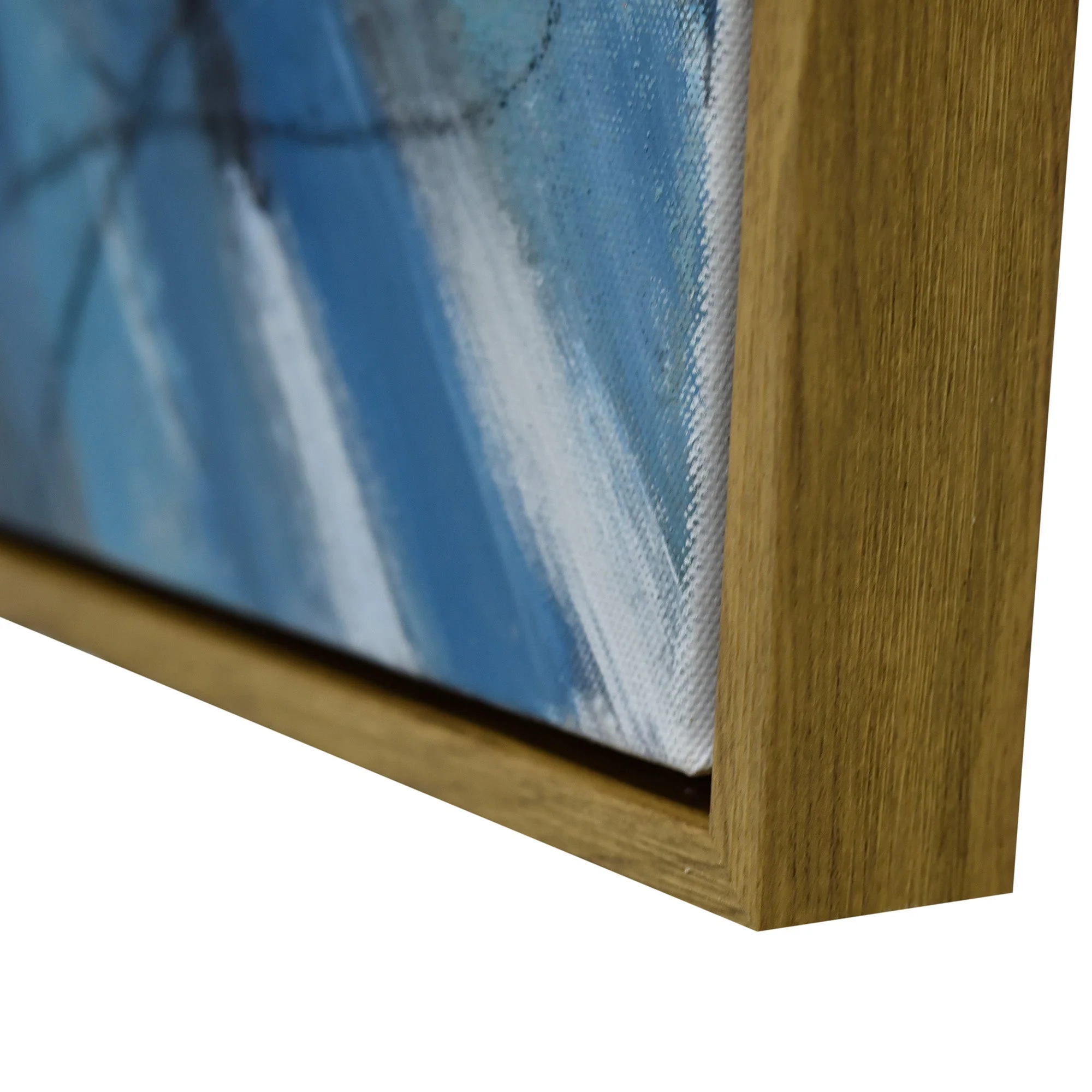 60X90cm Cerulean Gaze Dark Wood Framed Hand Painted Canvas Wall Art - Image 7