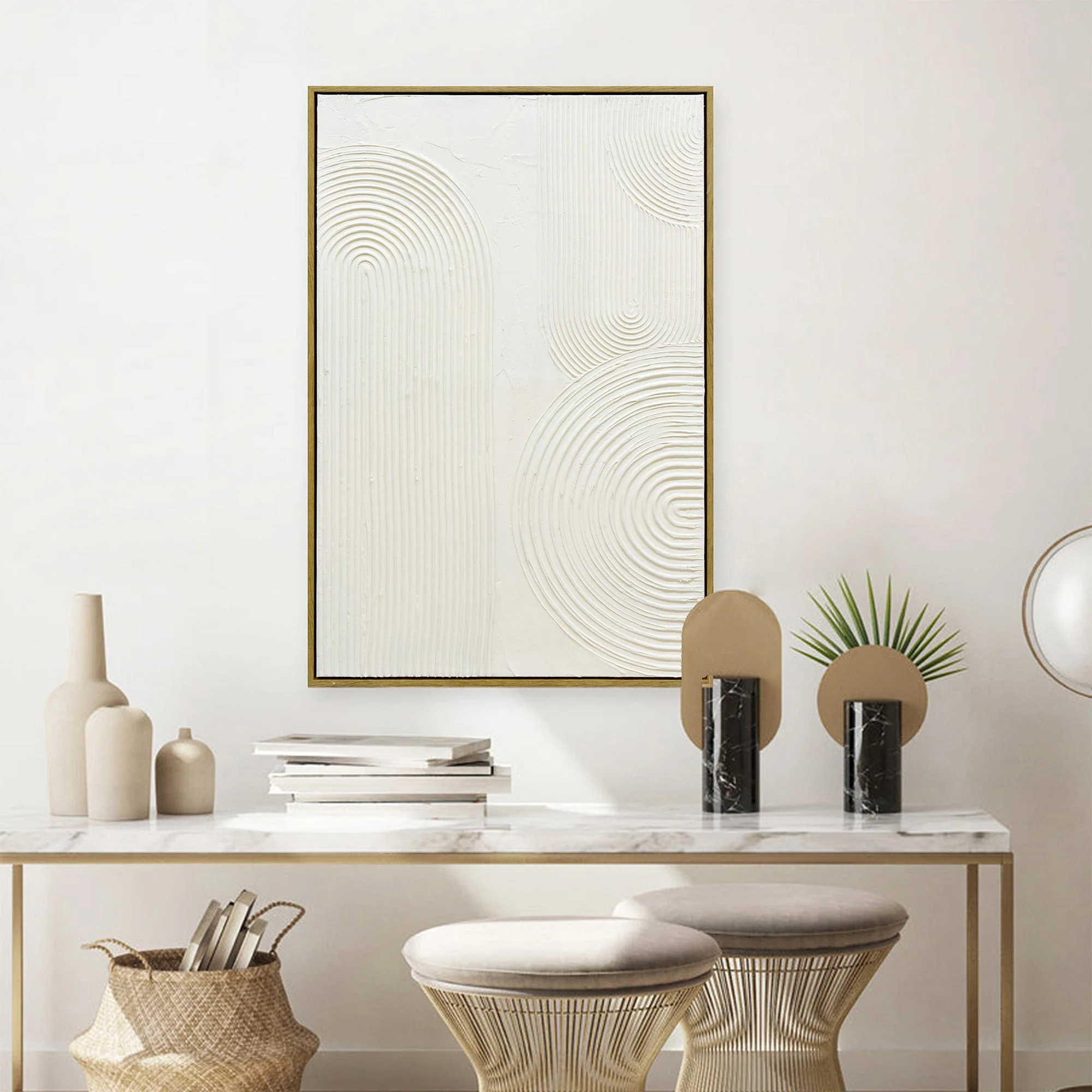 60X90cm Ephemeral Echoes of Continuity Dark Wood Framed Hand Painted Canvas Wall Art - Image 2