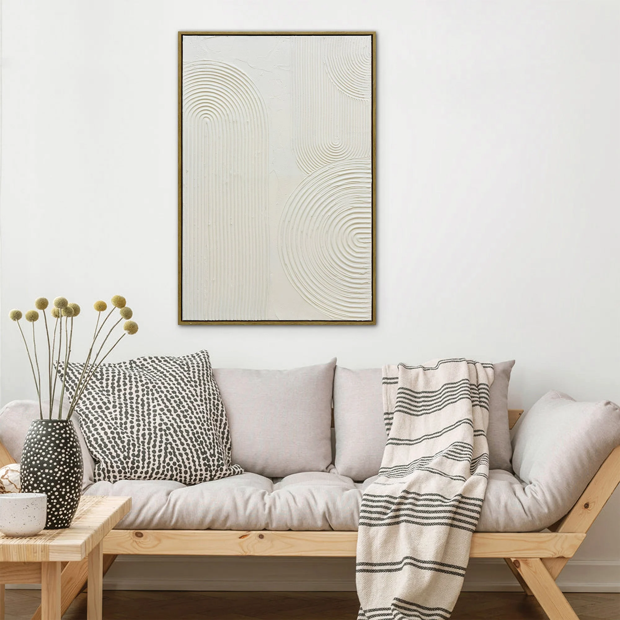 60X90cm Ephemeral Echoes of Continuity Dark Wood Framed Hand Painted Canvas Wall Art - Image 3