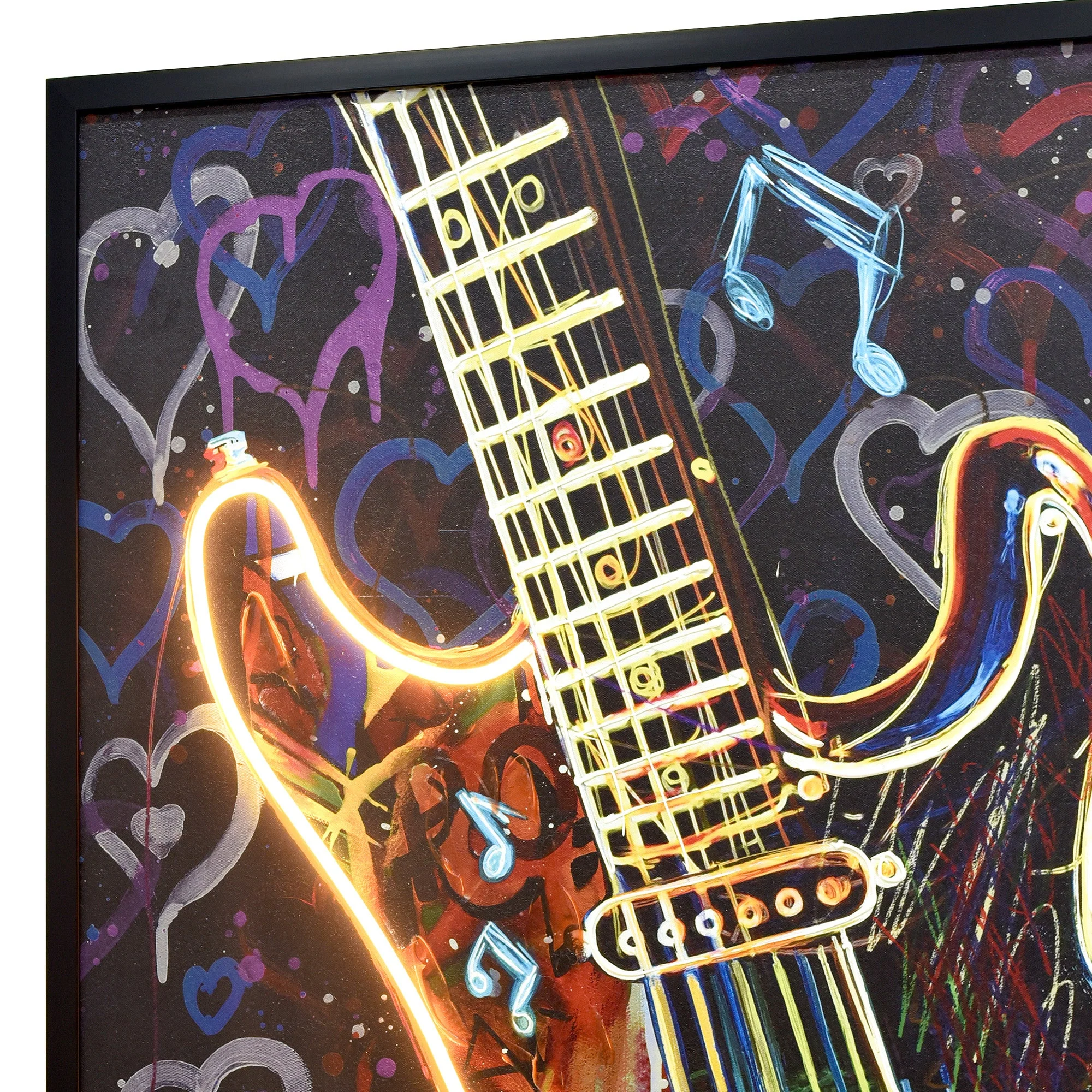 60X90cm Neon Serenade Black Framed Hand Painted LED Wall Art - Image 14