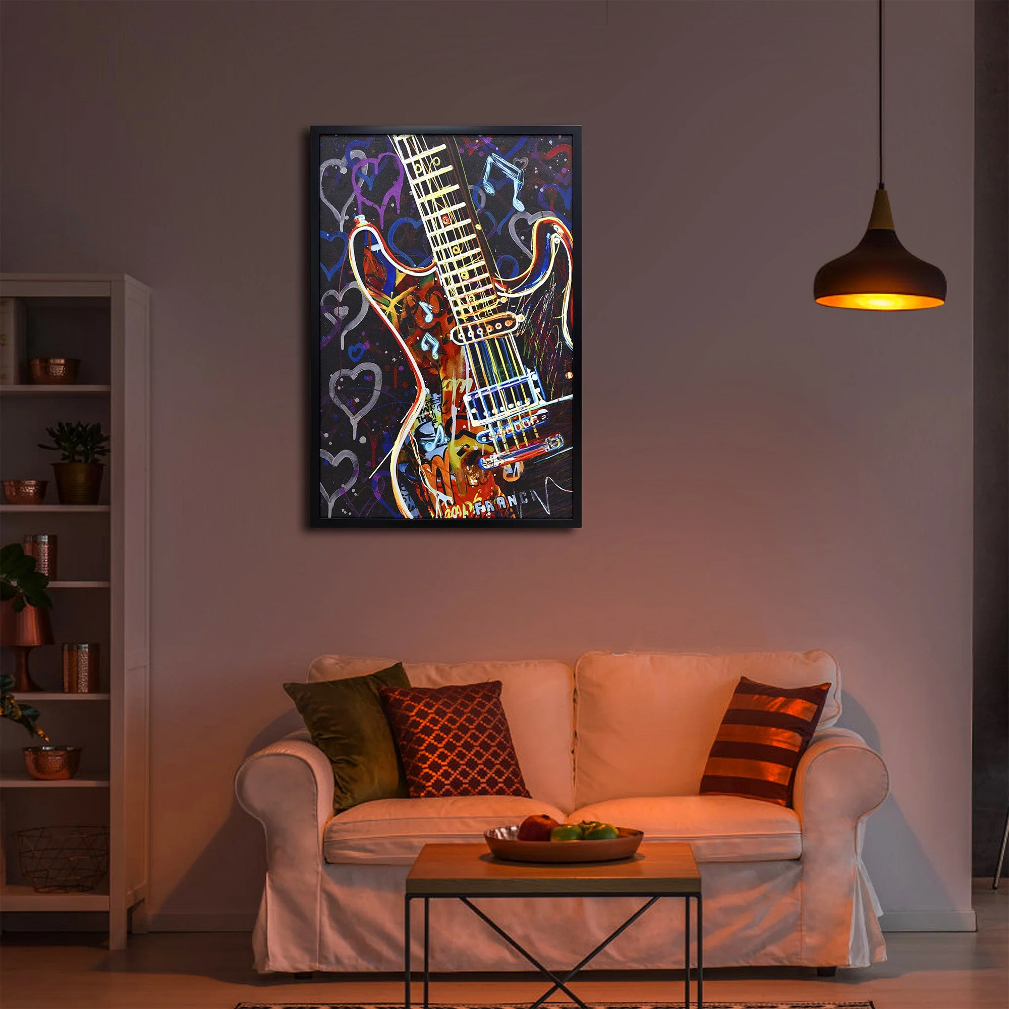 60X90cm Neon Serenade Black Framed Hand Painted LED Wall Art - Image 7