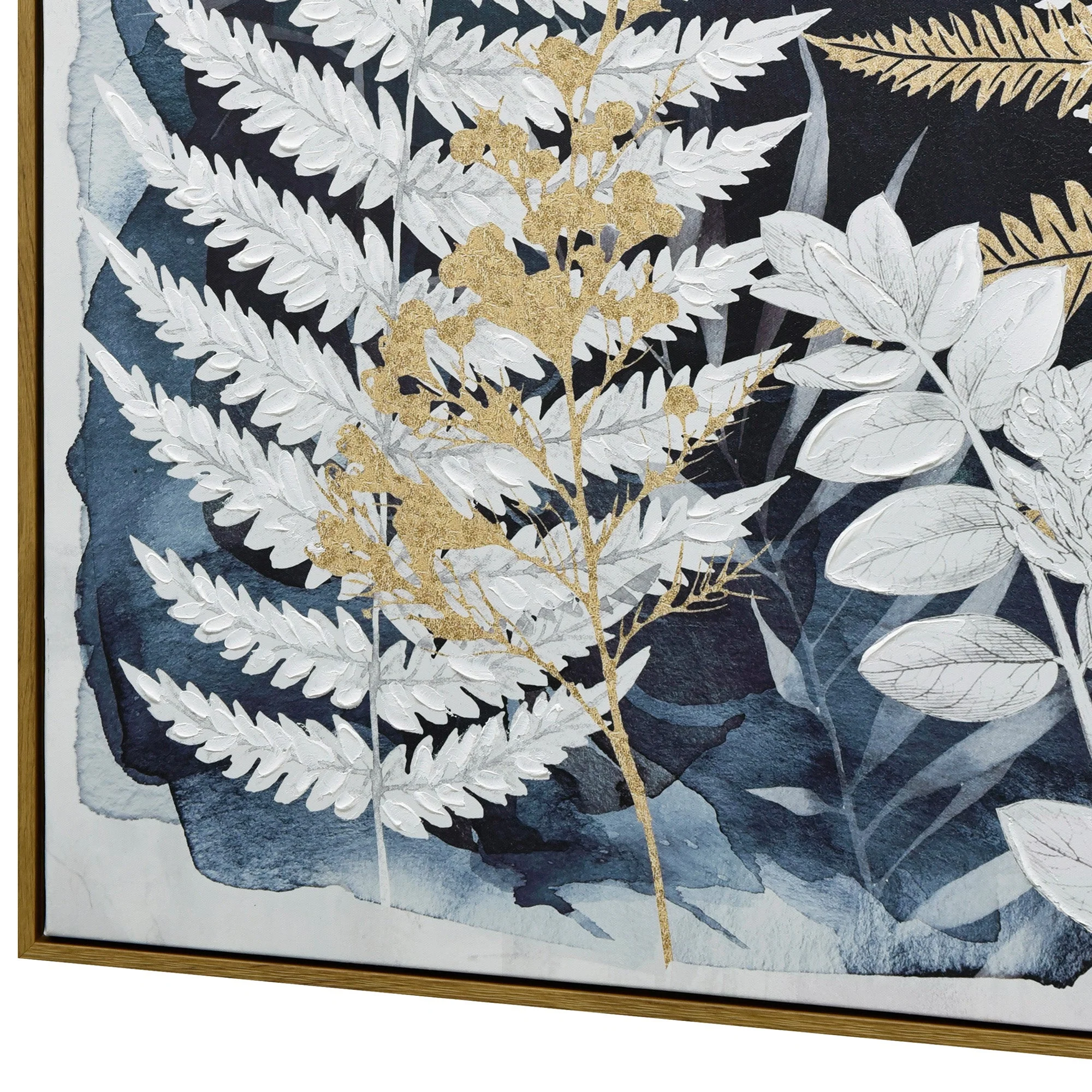 70X100cm Lustrous Foliage Dark Wood Framed Canvas Wall Art - Image 10