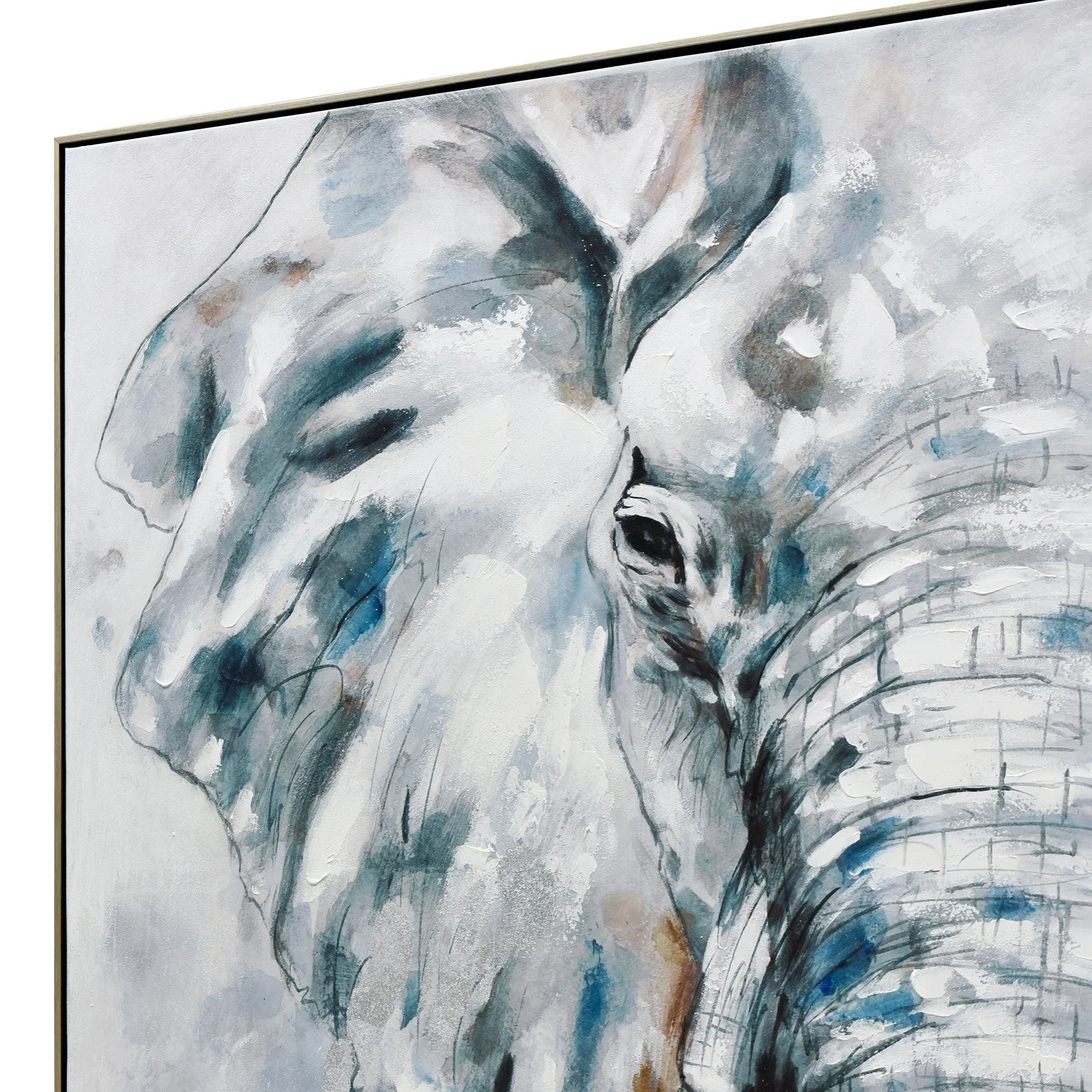 80X120cm Azure Tusker Champagne Framed Hand Painted Canvas Wall Art - Image 10