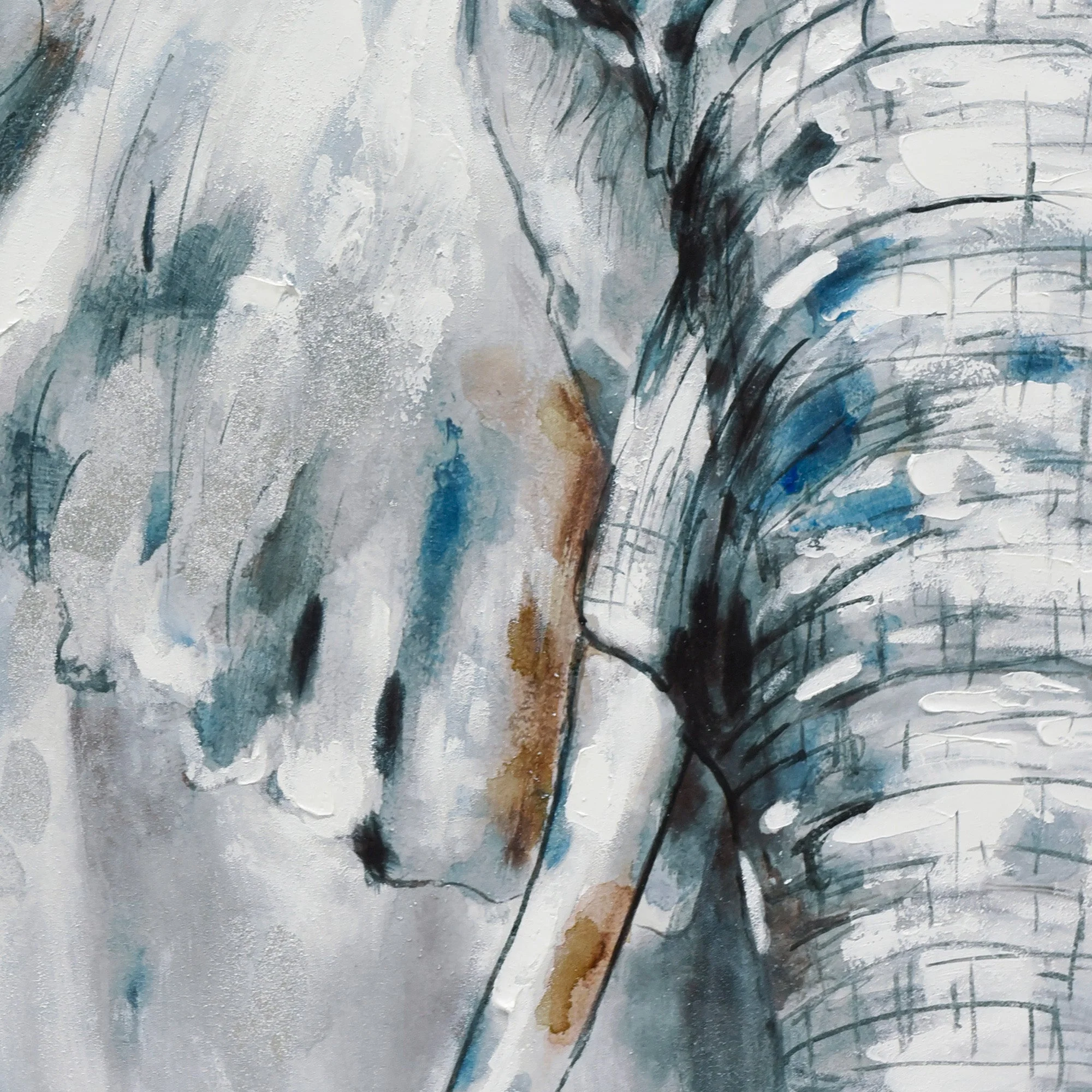 80X120cm Azure Tusker Champagne Framed Hand Painted Canvas Wall Art - Image 9