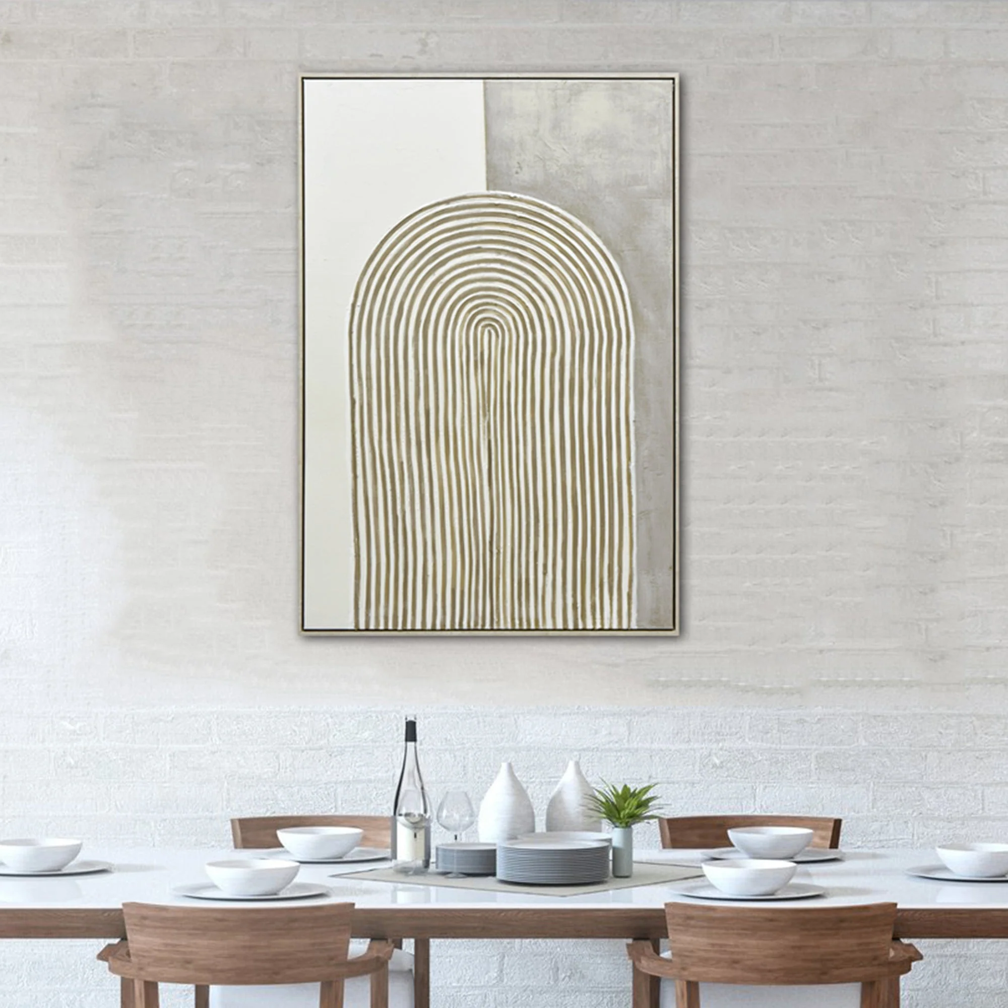 80X120cm Duality's Embrace Light Wood Framed Hand Painted Canvas Wall Art - Image 2