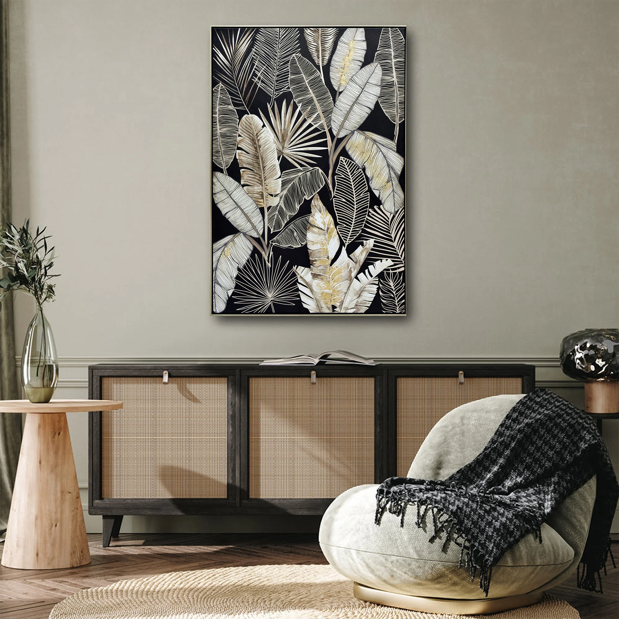 80X120cm Gilded Silhouettes Champagne Framed Canvas Wall Art - Image 2