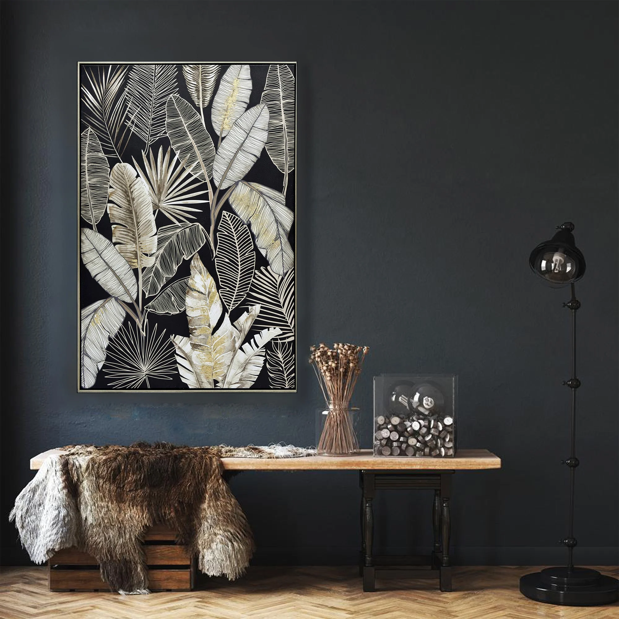 80X120cm Gilded Silhouettes Champagne Framed Canvas Wall Art - Image 3