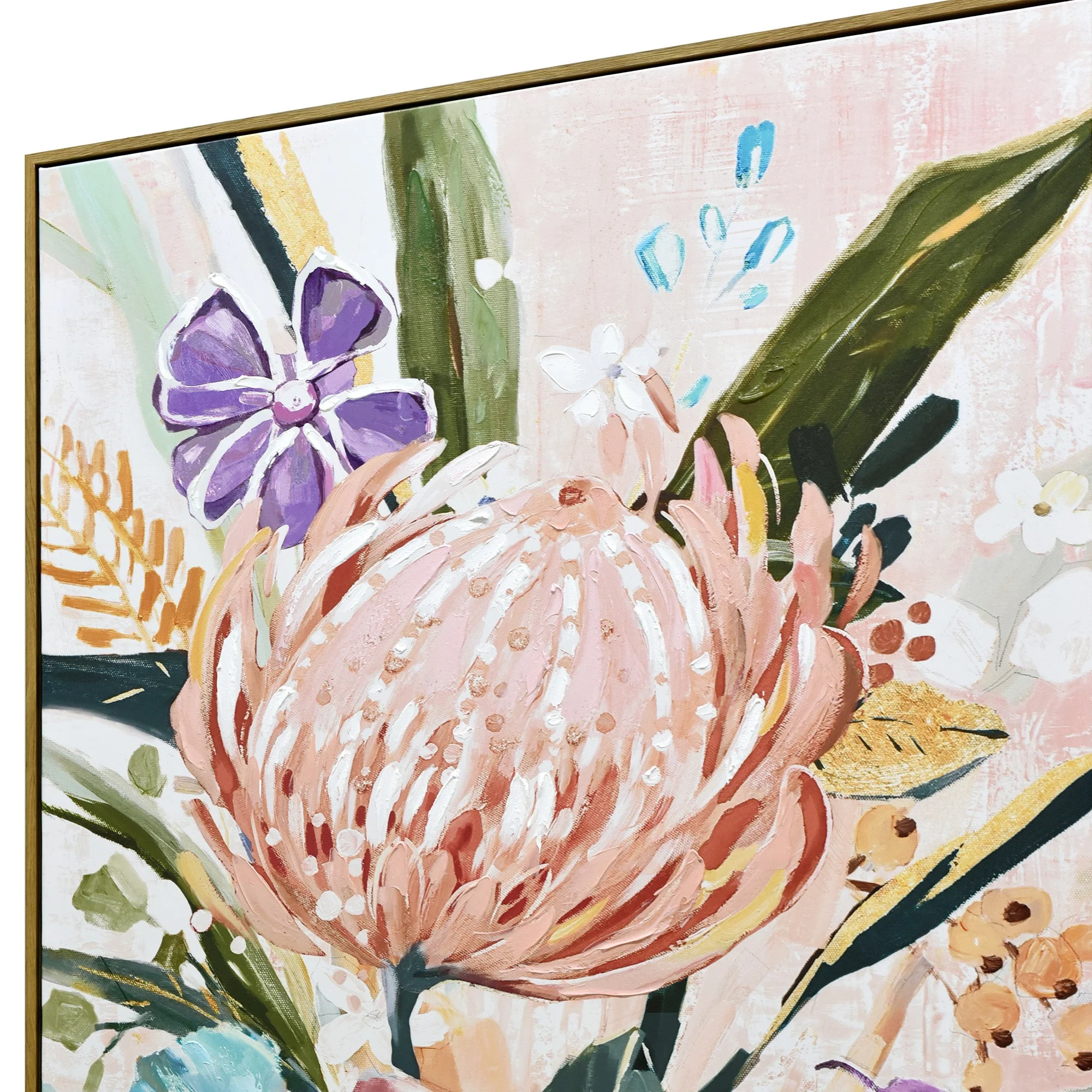 80X120cm Native Bloom Dark Wood Framed Canvas Wall Art - Image 10