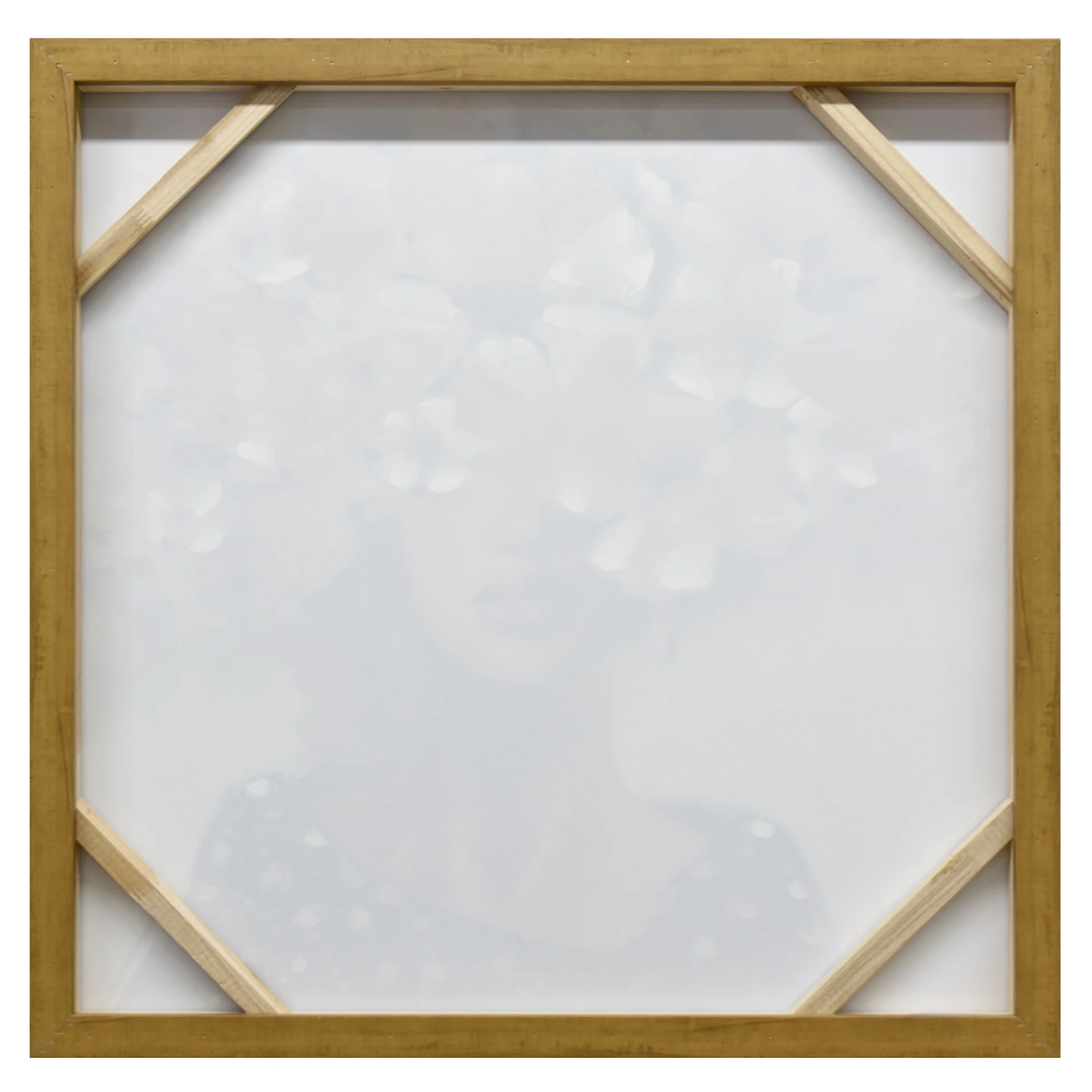 80X80cm Floral Fantasia Dark Wood Framed Canvas Wall Art - Image 4