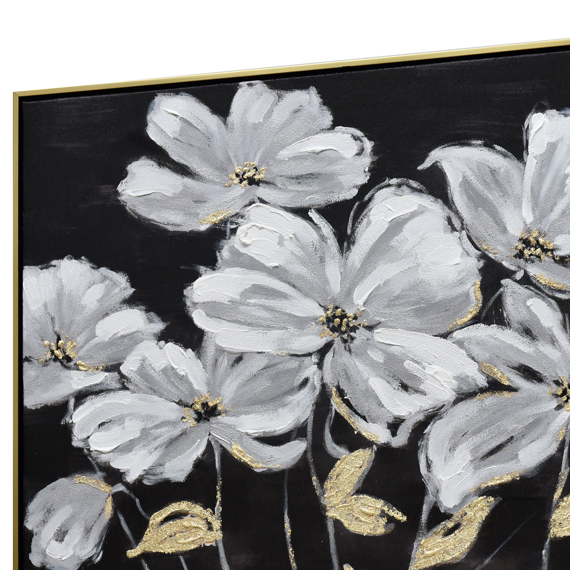 80X80cm Golden Blossoms Gold Framed Hand Painted Canvas Wall Art - Image 10