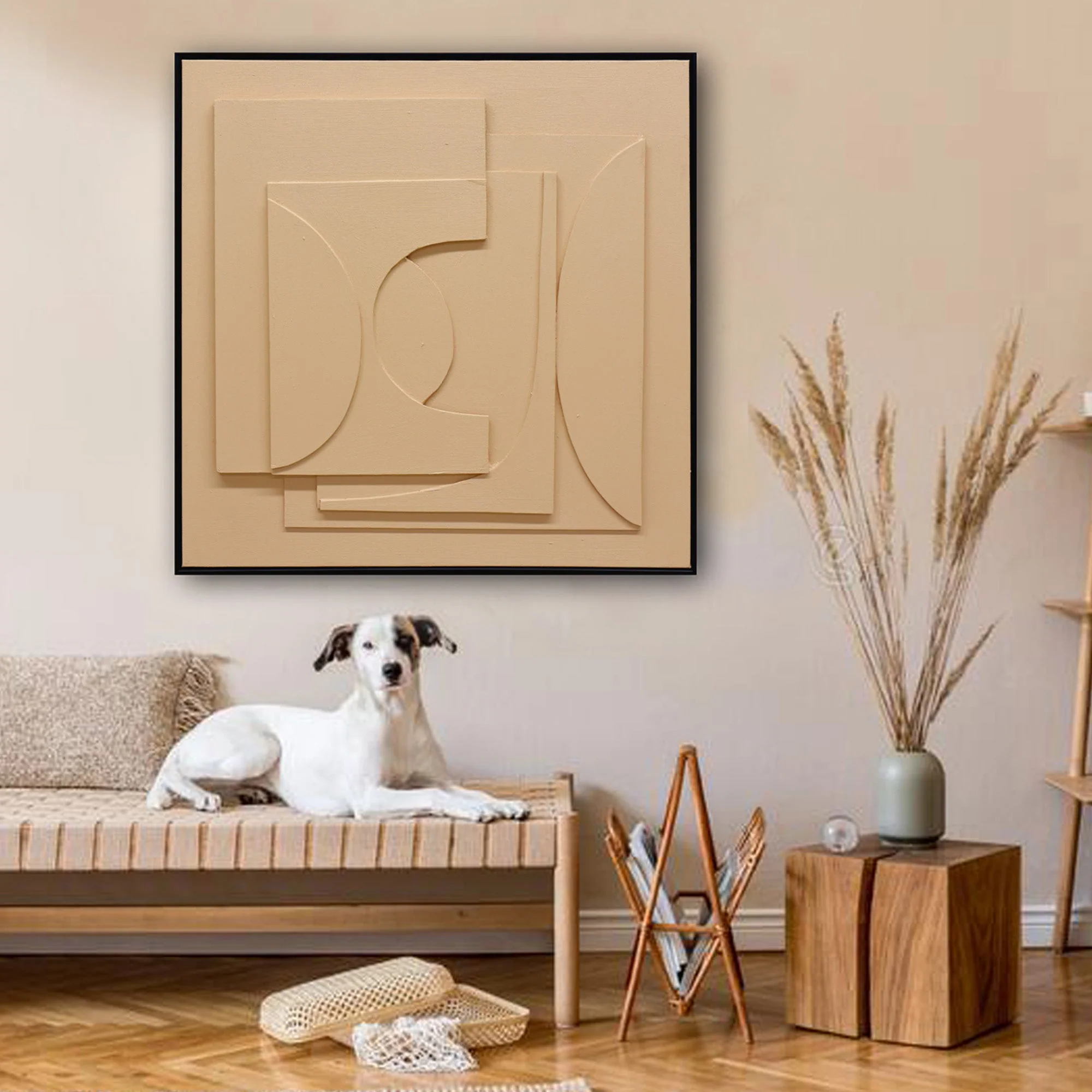 80X80cm Panorama Dimensions II Black Framed Hand Painted Canvas 3D Wall Art - Image 4