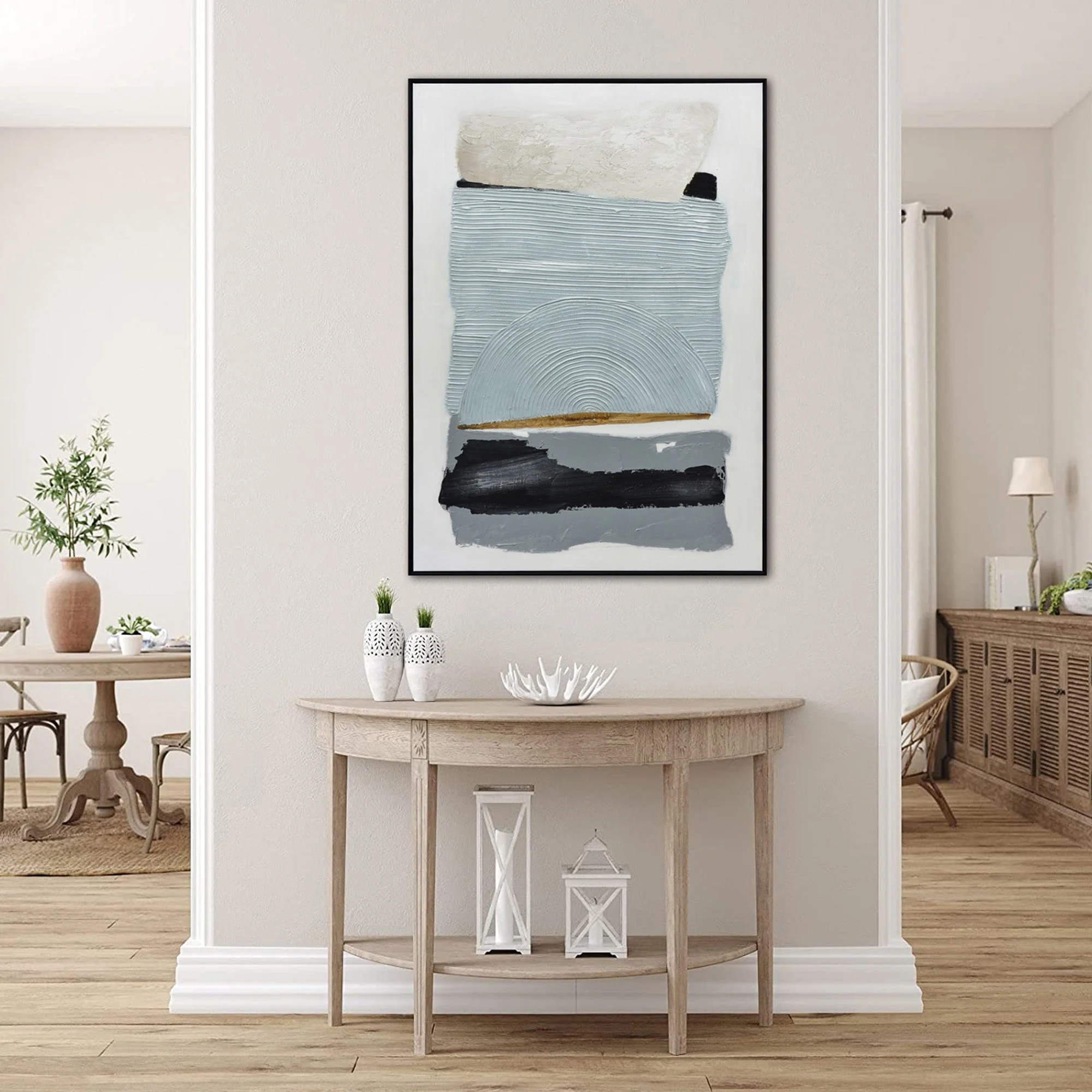 90X120cm Vibes of Vellichor Black Framed Hand Painted Canvas Wall Art - Image 2