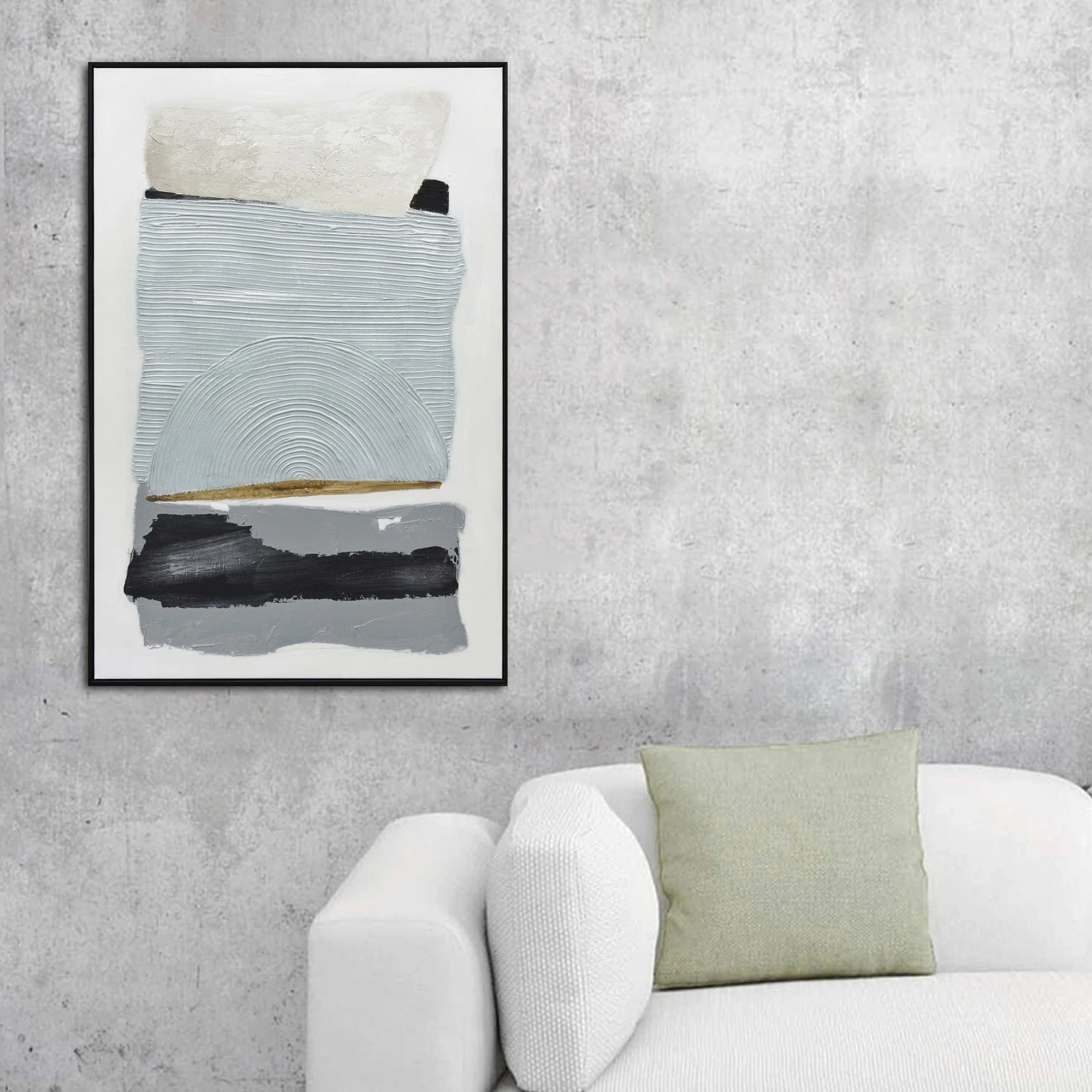 90X120cm Vibes of Vellichor Black Framed Hand Painted Canvas Wall Art - Image 3