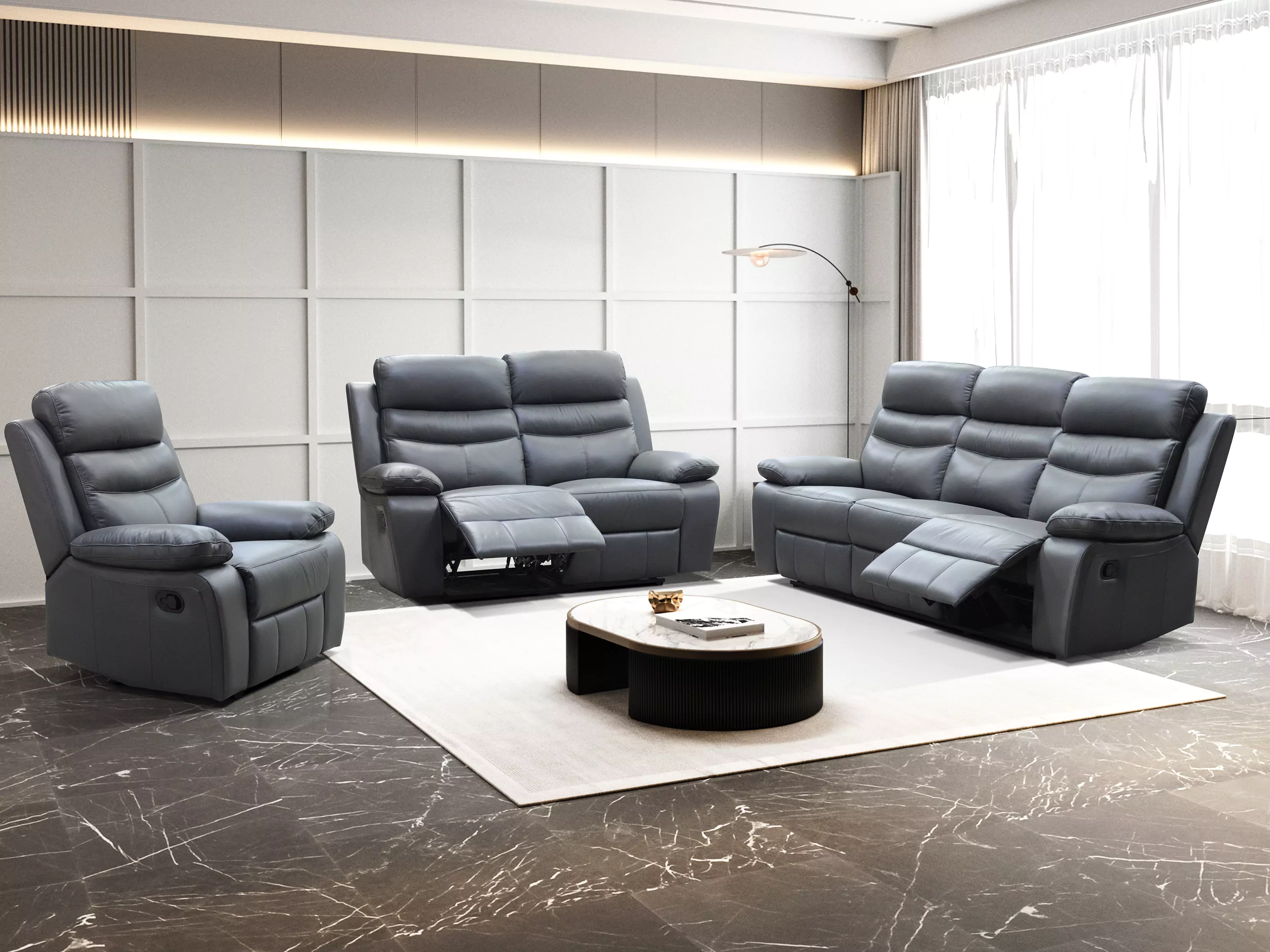 Allison Leather Recliner Lounge - Image 3