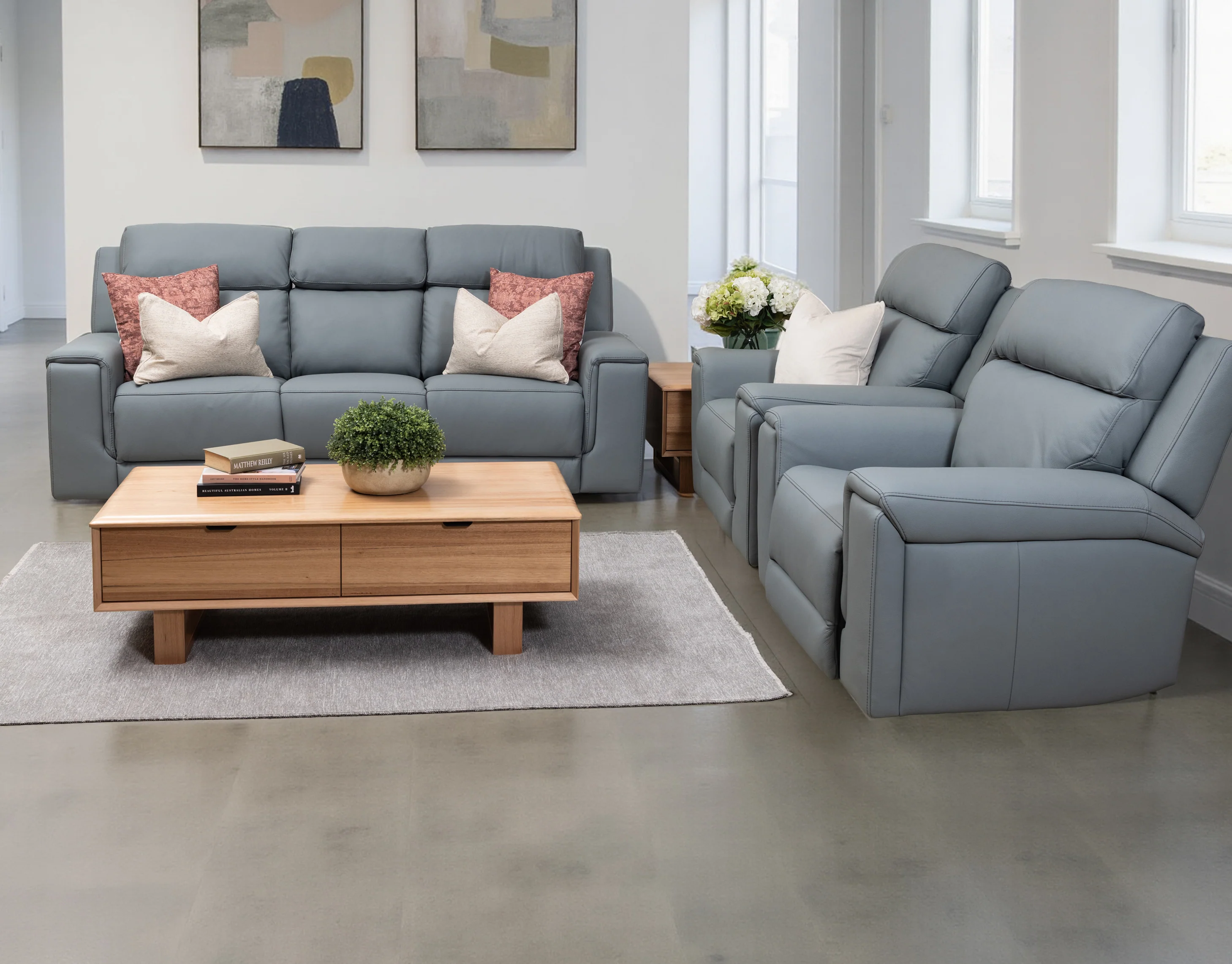 Aquila Electric Recliner Leather Lounge Suite - Image 2